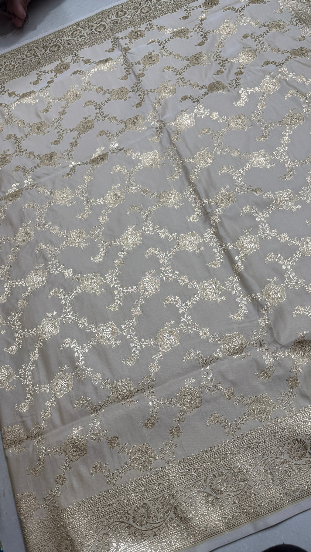 Pure Katan Silk Saree: Ivory White Zari Woven Traditional Indian Wedding Bridal Gift