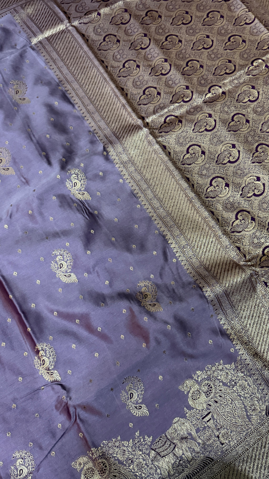 Emerald Green Banarasi Silk Saree, Rose Gold Zari Woven Border, Indian Wedding Festive Wear (Copy 10)