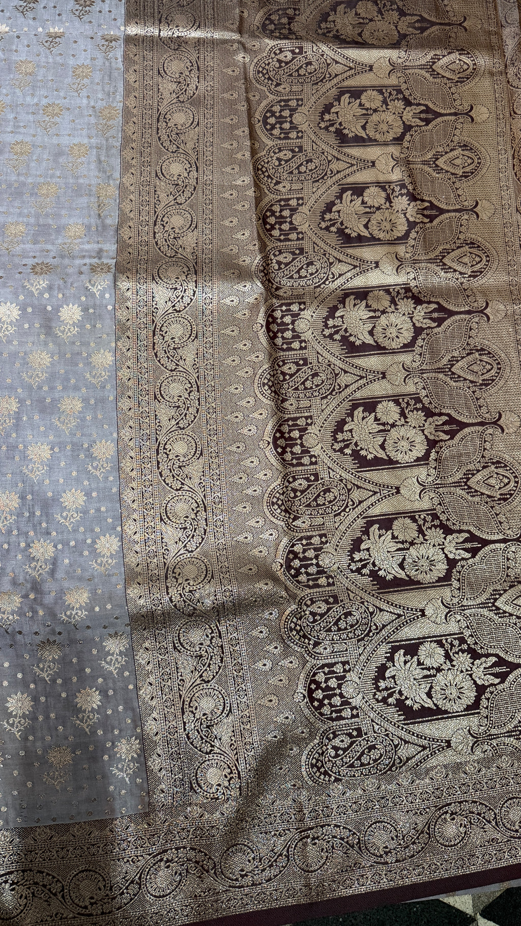 Emerald Green Banarasi Silk Saree, Rose Gold Zari Woven Border, Indian Wedding Festive Wear (Copy 4)