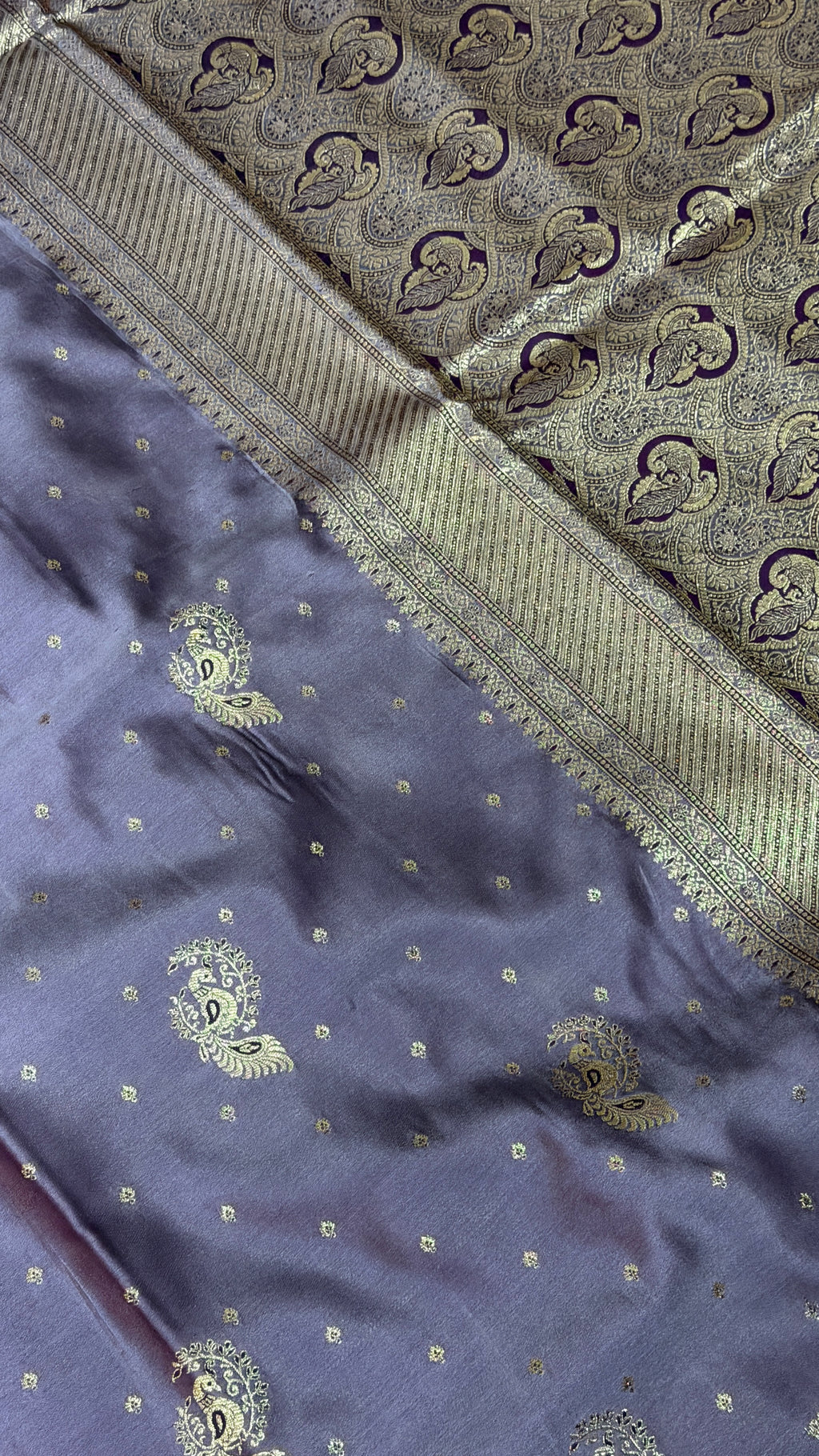 Emerald Green Banarasi Silk Saree, Rose Gold Zari Woven Border, Indian Wedding Festive Wear (Copy 10)