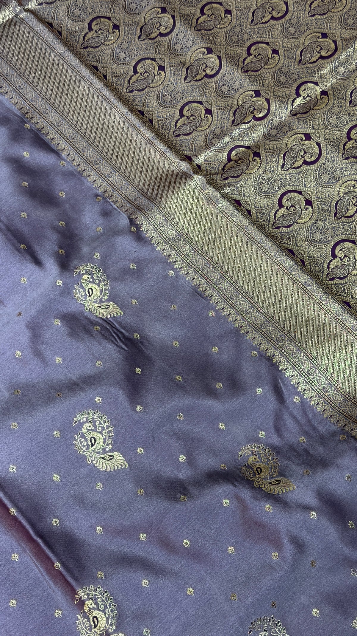 Emerald Green Banarasi Silk Saree, Rose Gold Zari Woven Border, Indian Wedding Festive Wear (Copy 10)