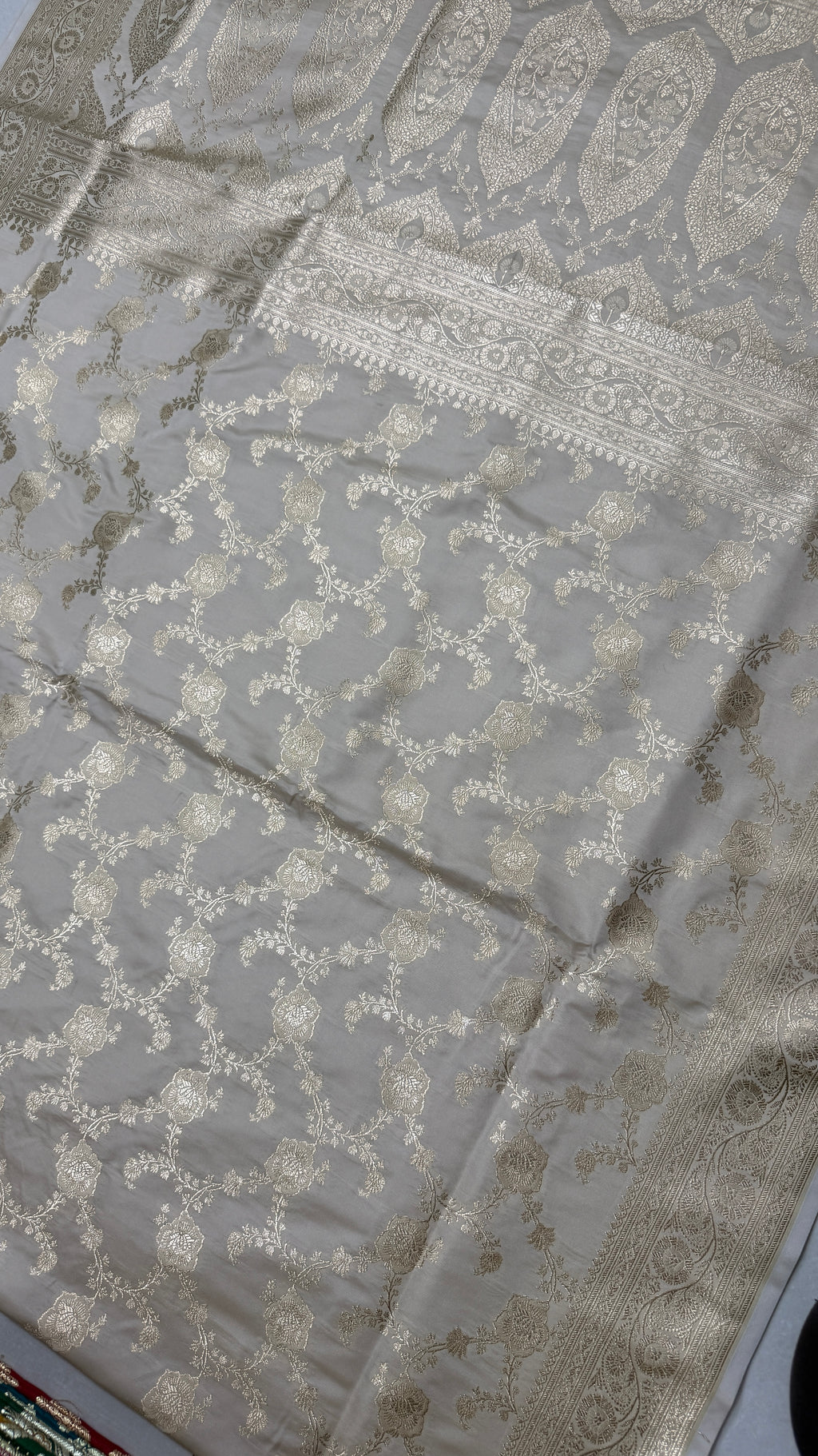 Pure Katan Silk Saree: Ivory White Zari Woven Traditional Indian Wedding Bridal Gift