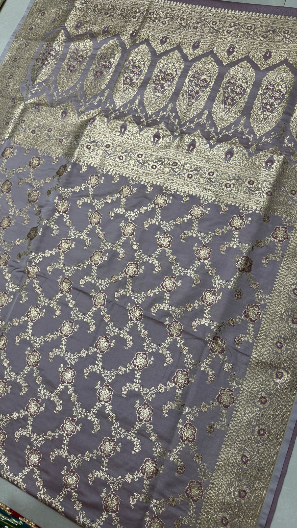 Pure Katan Silk Saree: Lavender Purple Zari Woven Traditional Indian Wedding Saree