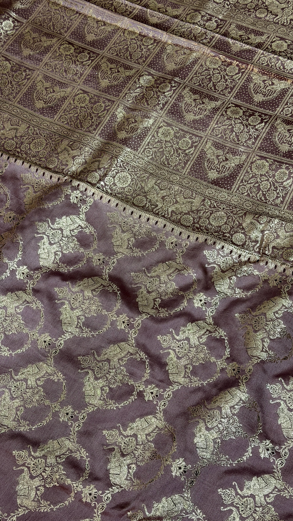 Emerald Green Banarasi Silk Saree, Rose Gold Zari Woven Border, Indian Wedding Festive Wear (Copy 7)