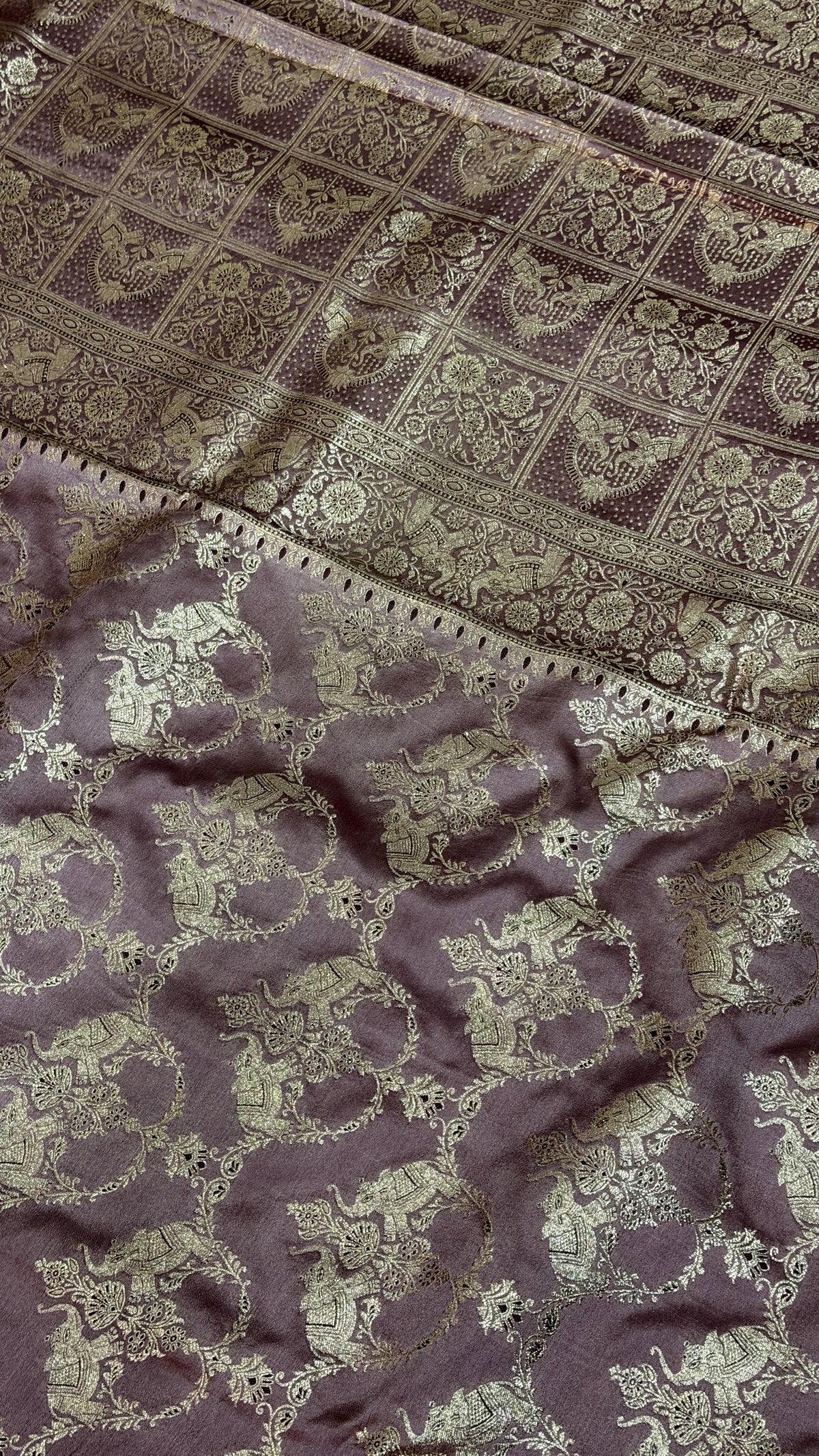 Emerald Green Banarasi Silk Saree, Rose Gold Zari Woven Border, Indian Wedding Festive Wear (Copy 7)
