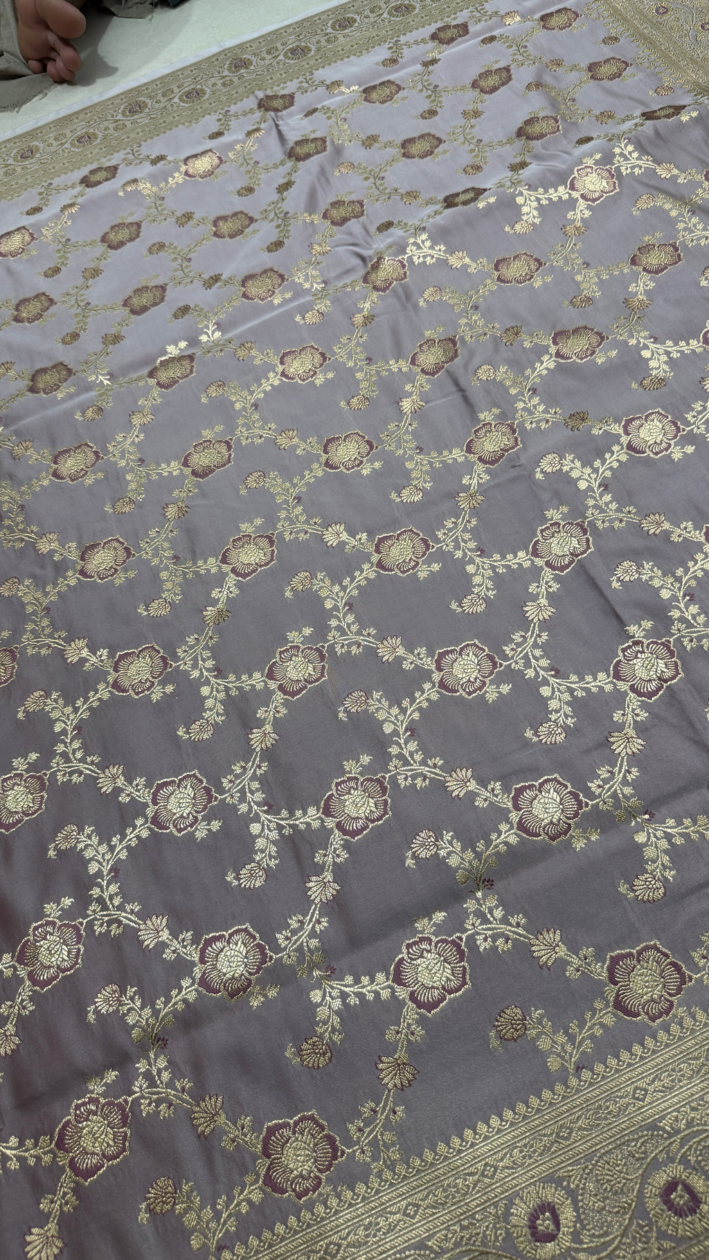 Pure Katan Silk Saree: Lavender Purple Zari Woven Traditional Indian Wedding Saree