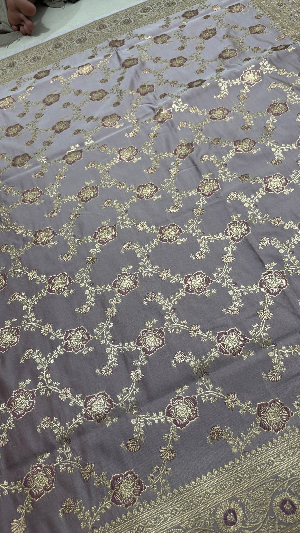 Pure Katan Silk Saree: Lavender Purple Zari Woven Traditional Indian Wedding Saree