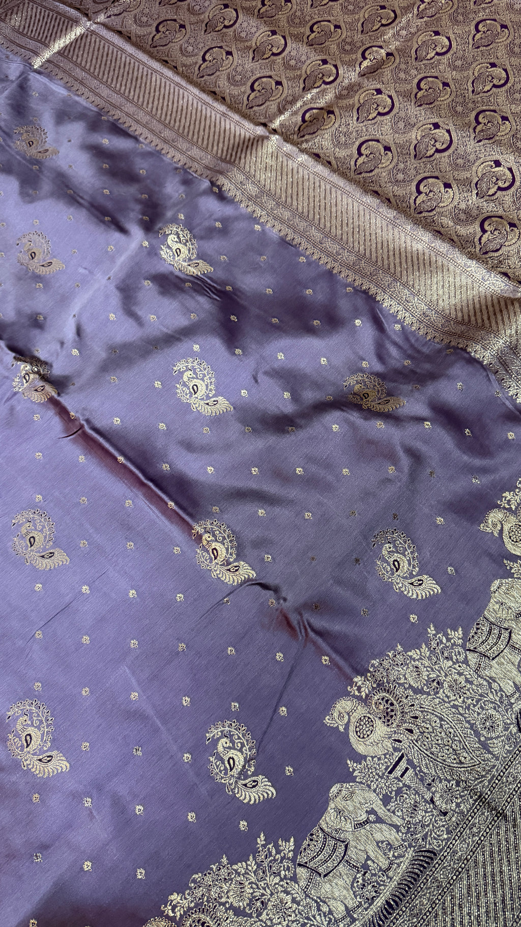 Emerald Green Banarasi Silk Saree, Rose Gold Zari Woven Border, Indian Wedding Festive Wear (Copy 10)