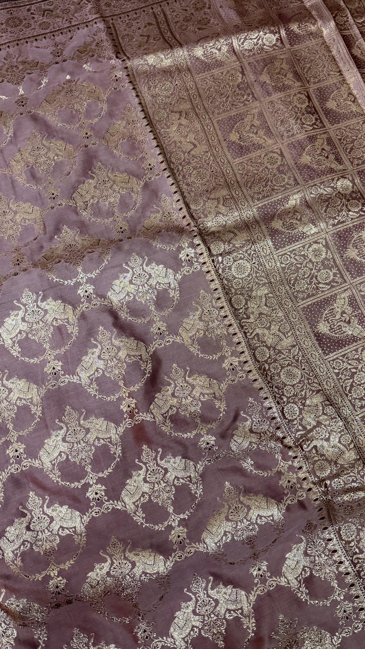 Emerald Green Banarasi Silk Saree, Rose Gold Zari Woven Border, Indian Wedding Festive Wear (Copy 7)