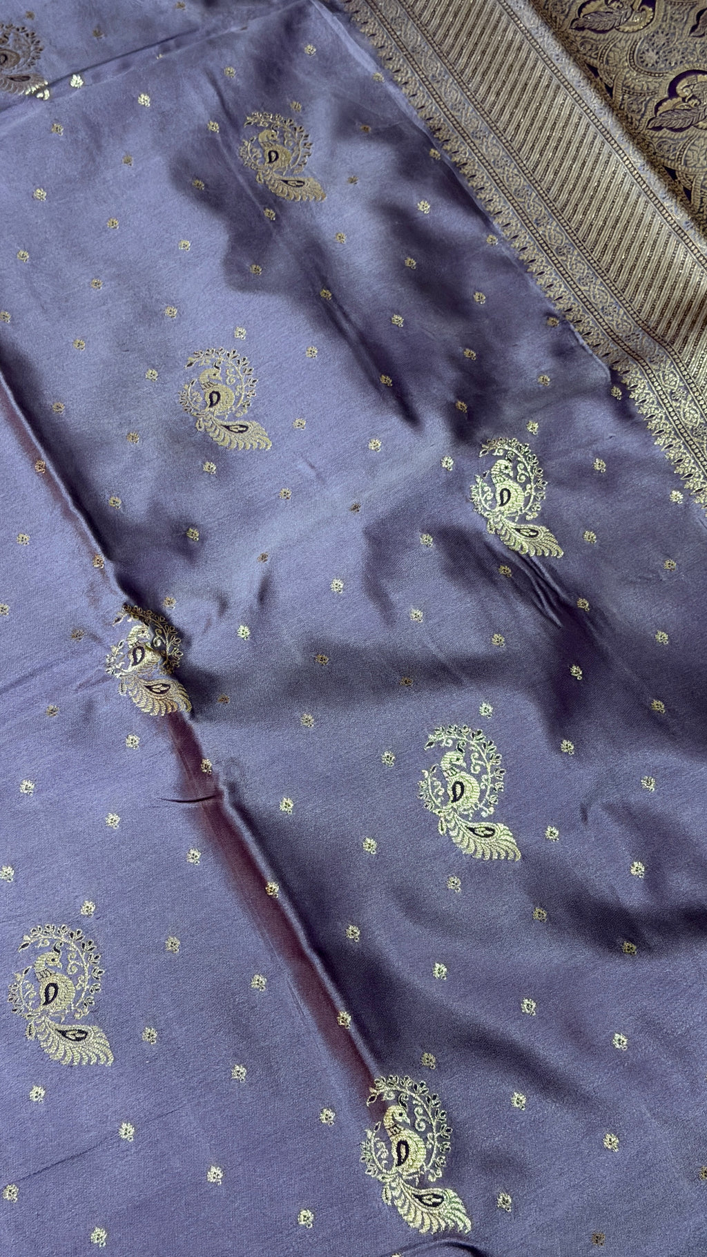Emerald Green Banarasi Silk Saree, Rose Gold Zari Woven Border, Indian Wedding Festive Wear (Copy 10)