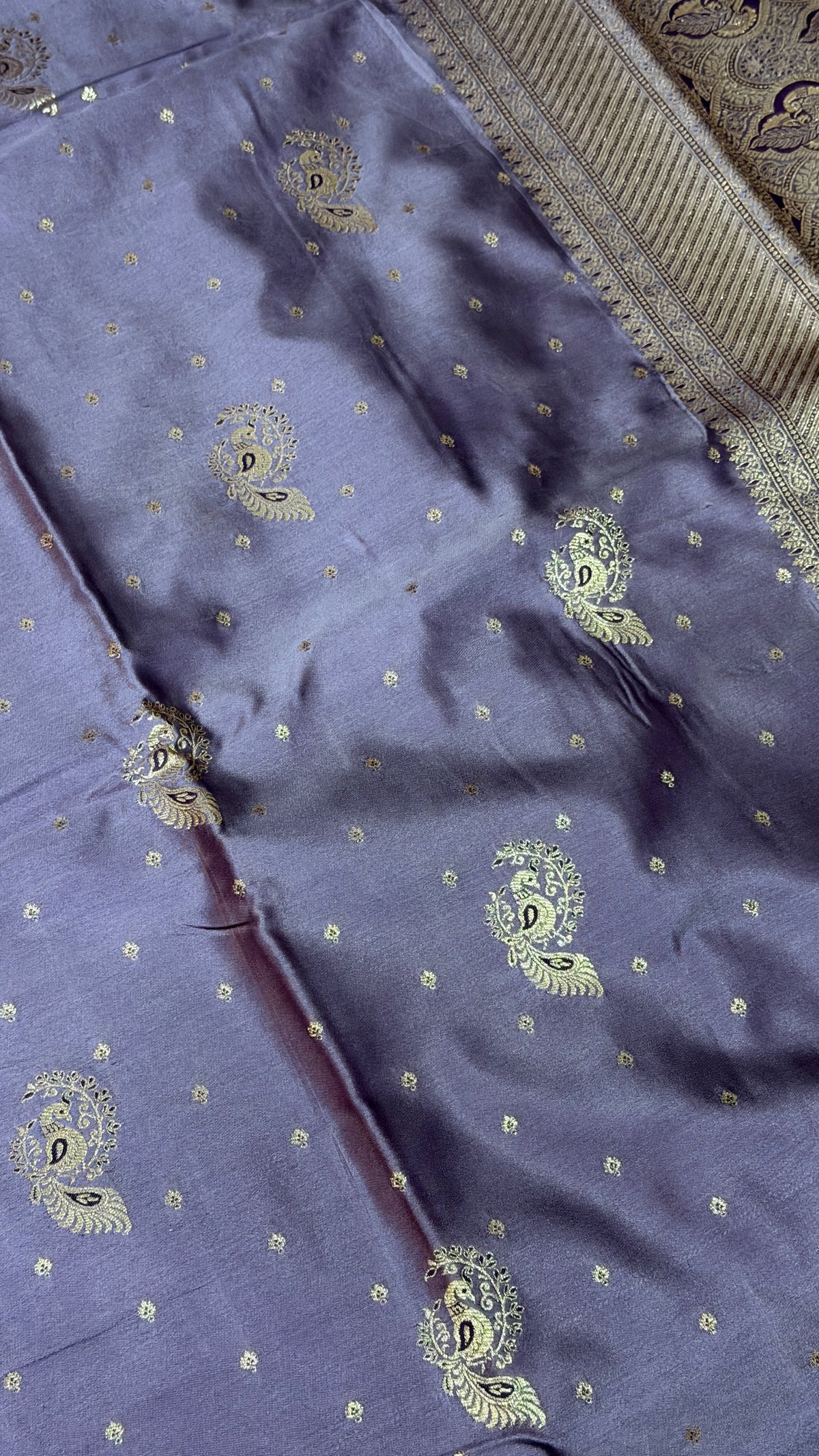 Emerald Green Banarasi Silk Saree, Rose Gold Zari Woven Border, Indian Wedding Festive Wear (Copy 10)