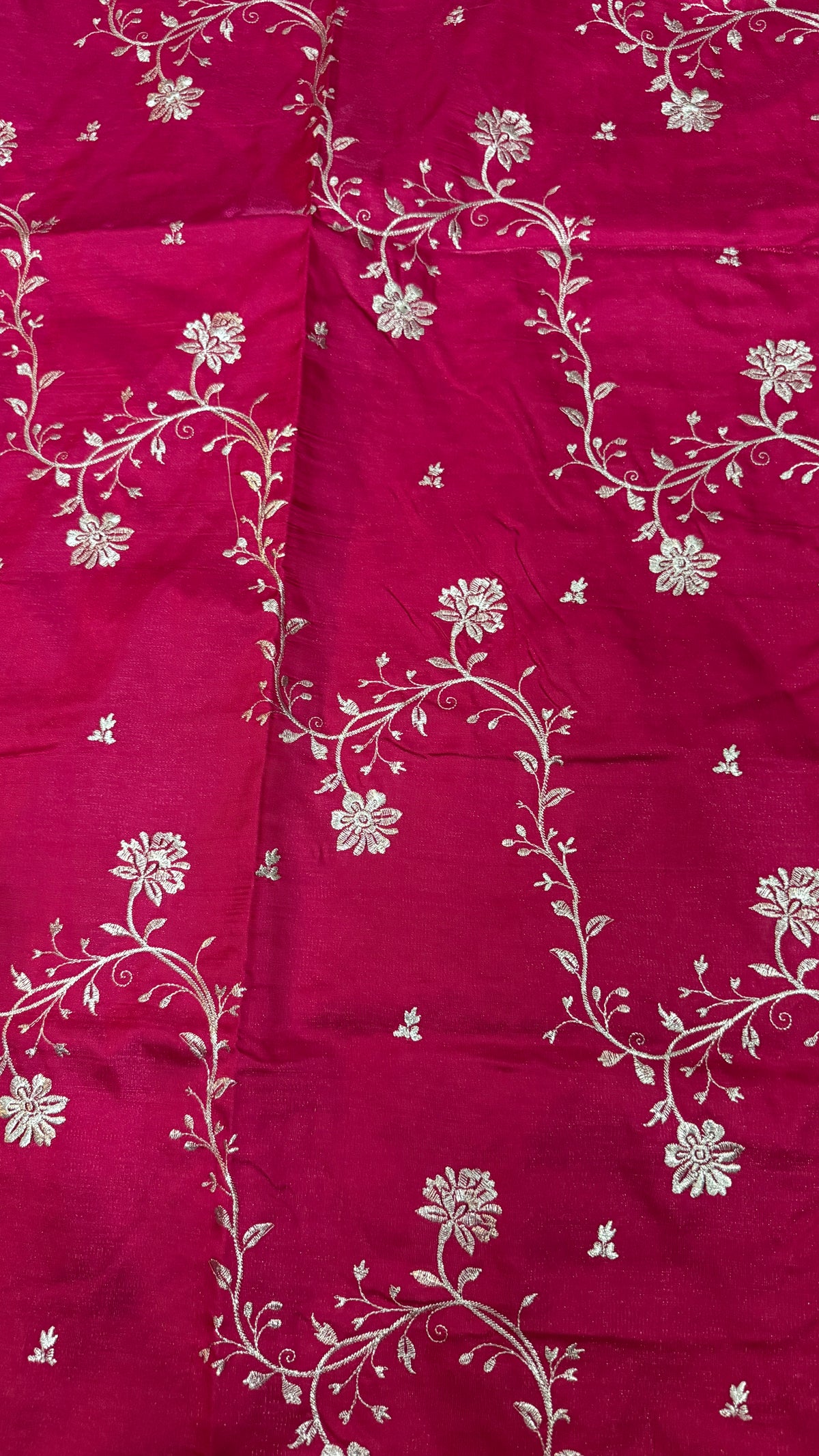 Magenta Satin Silk Saree, Floral Paisley Woven Design, Wedding Party Wear