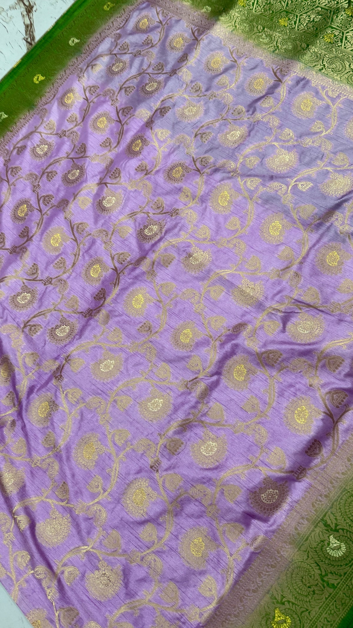 Lavender Dola Silk Saree, Banarasi Zari Woven Floral, Festive Wedding Party Wear