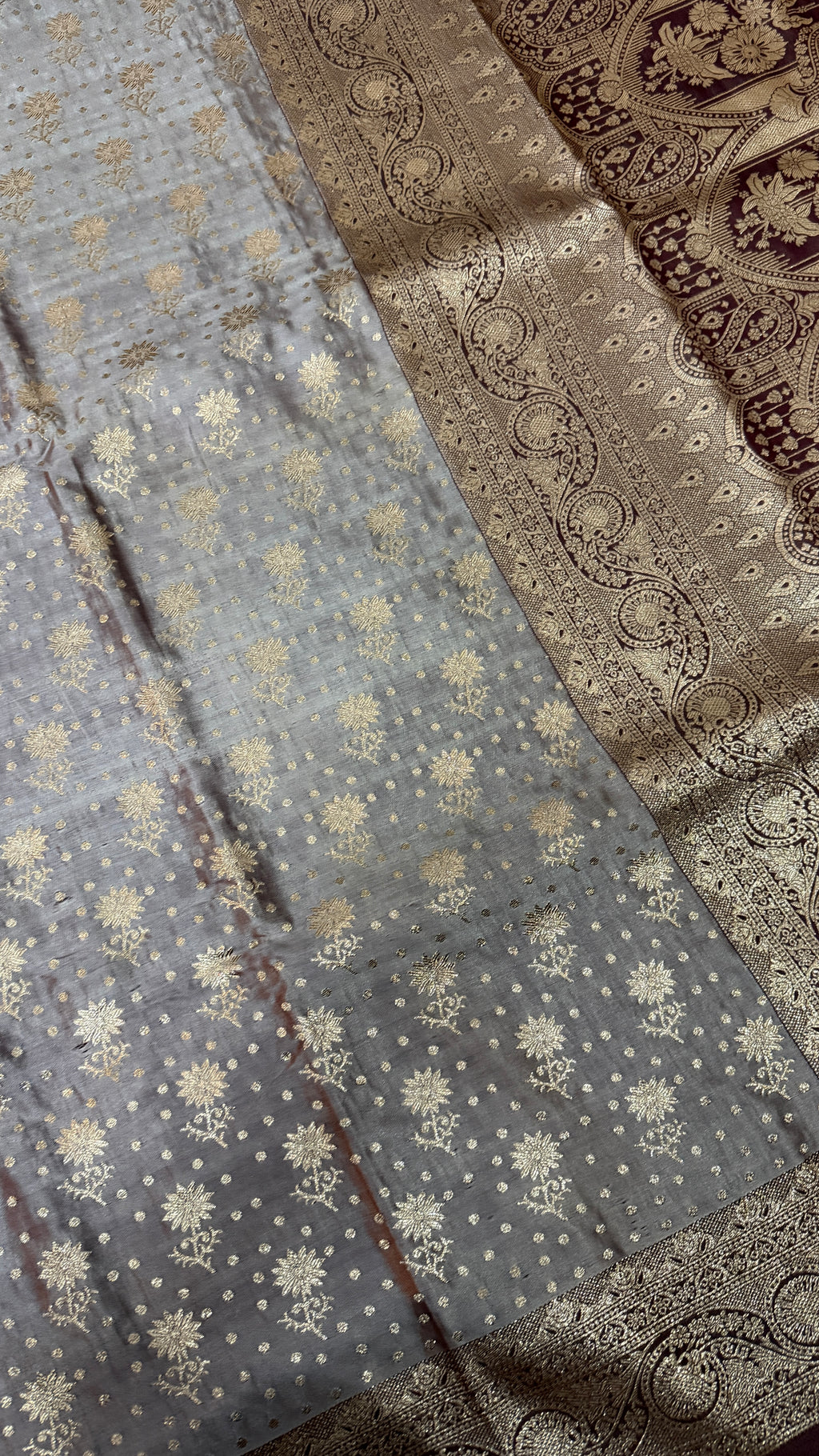 Emerald Green Banarasi Silk Saree, Rose Gold Zari Woven Border, Indian Wedding Festive Wear (Copy 4)