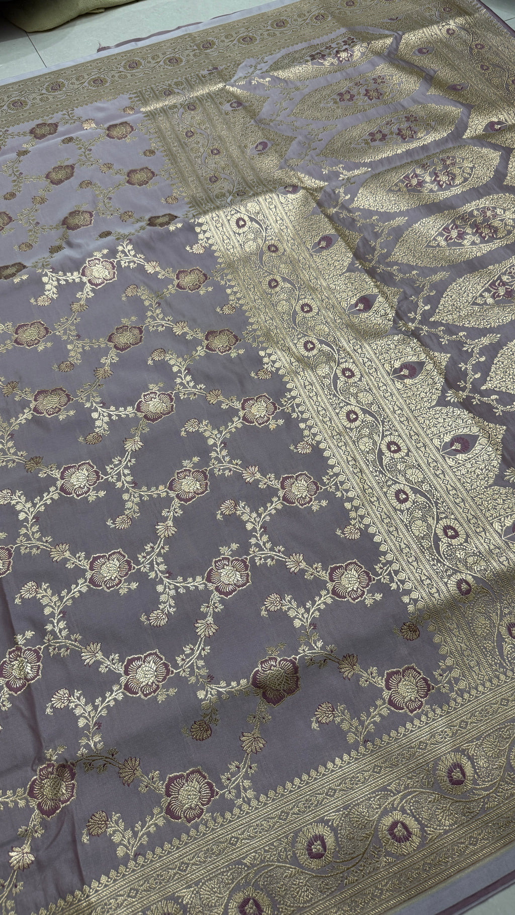 Pure Katan Silk Saree: Lavender Purple Zari Woven Traditional Indian Wedding Saree
