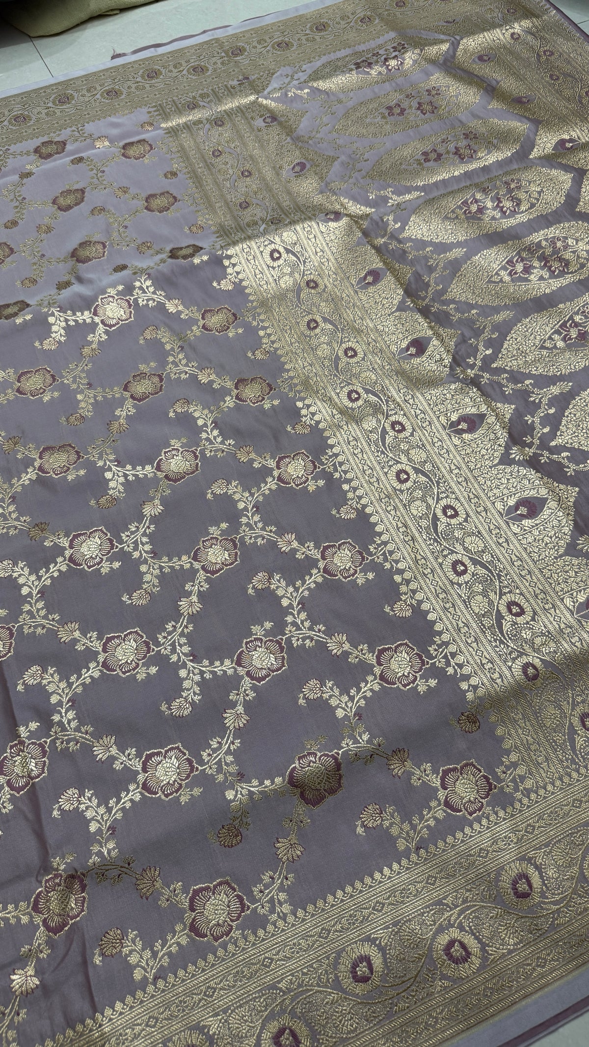 Pure Katan Silk Saree: Lavender Purple Zari Woven Traditional Indian Wedding Saree
