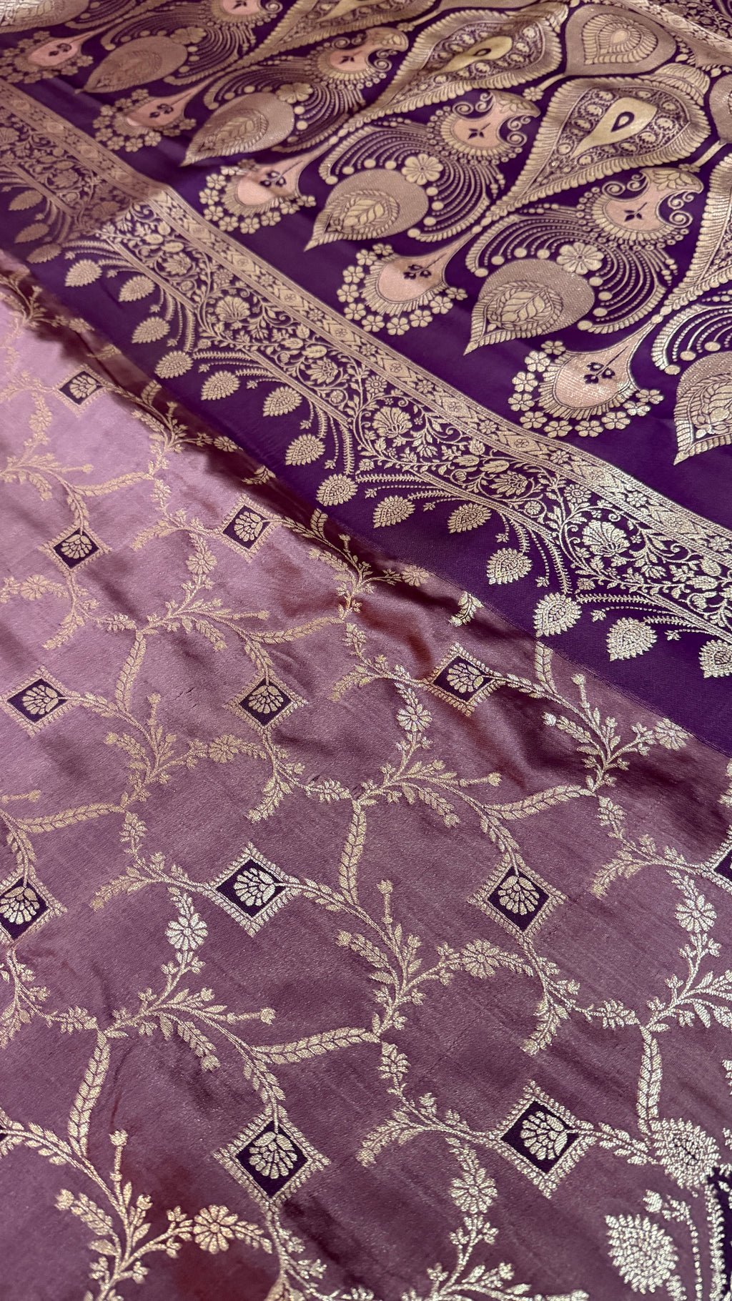 Emerald Green Banarasi Silk Saree, Rose Gold Zari Woven Border, Indian Wedding Festive Wear (Copy 5)