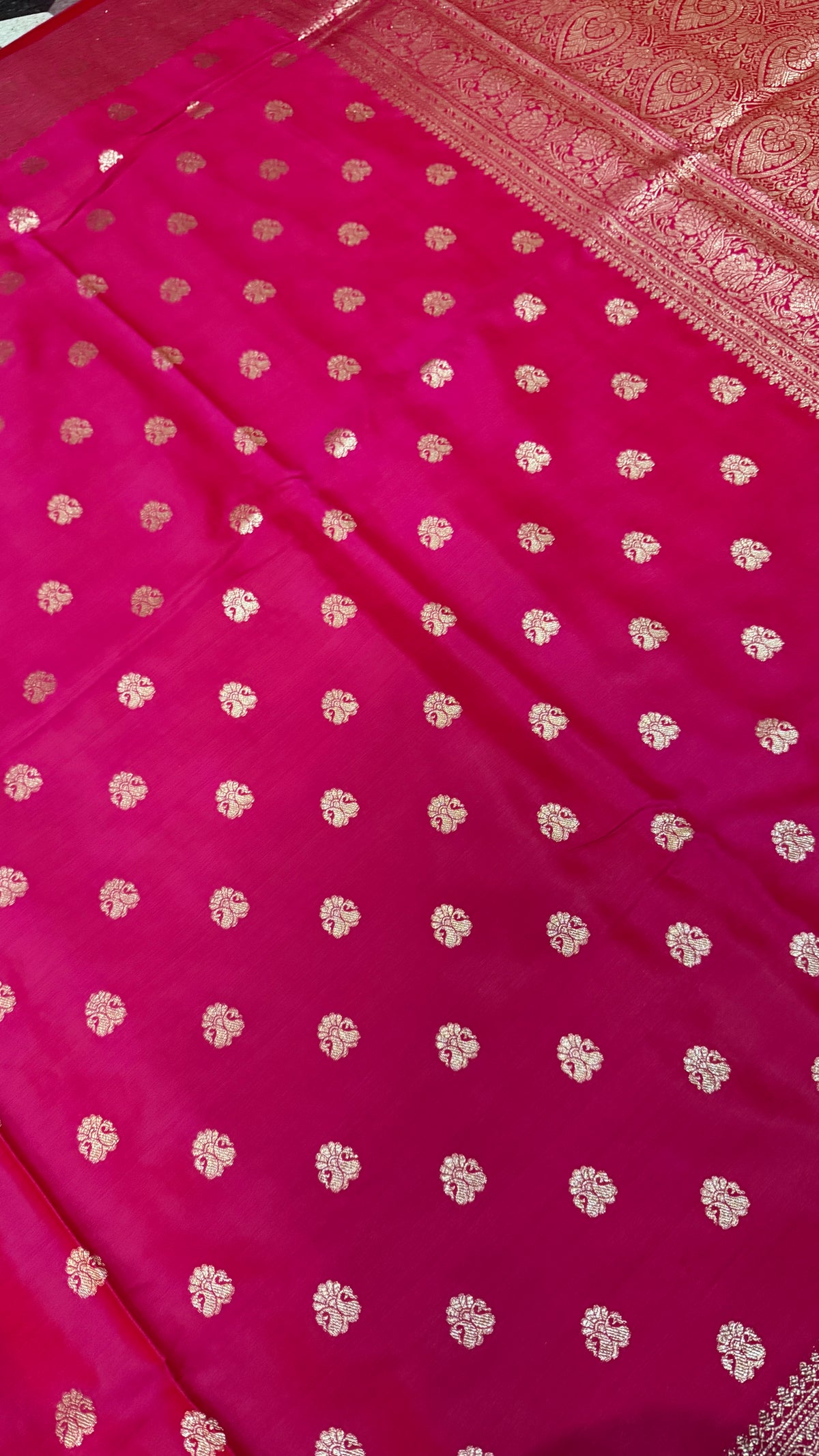 Emerald Green Banarasi Silk Saree, Rose Gold Zari Woven Border, Indian Wedding Festive Wear (Copy)