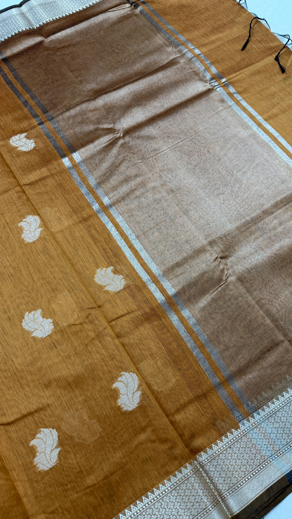 Mustard Yellow Cotton Saree, Zari Woven Border, Traditional Indian Ethnic Wear
