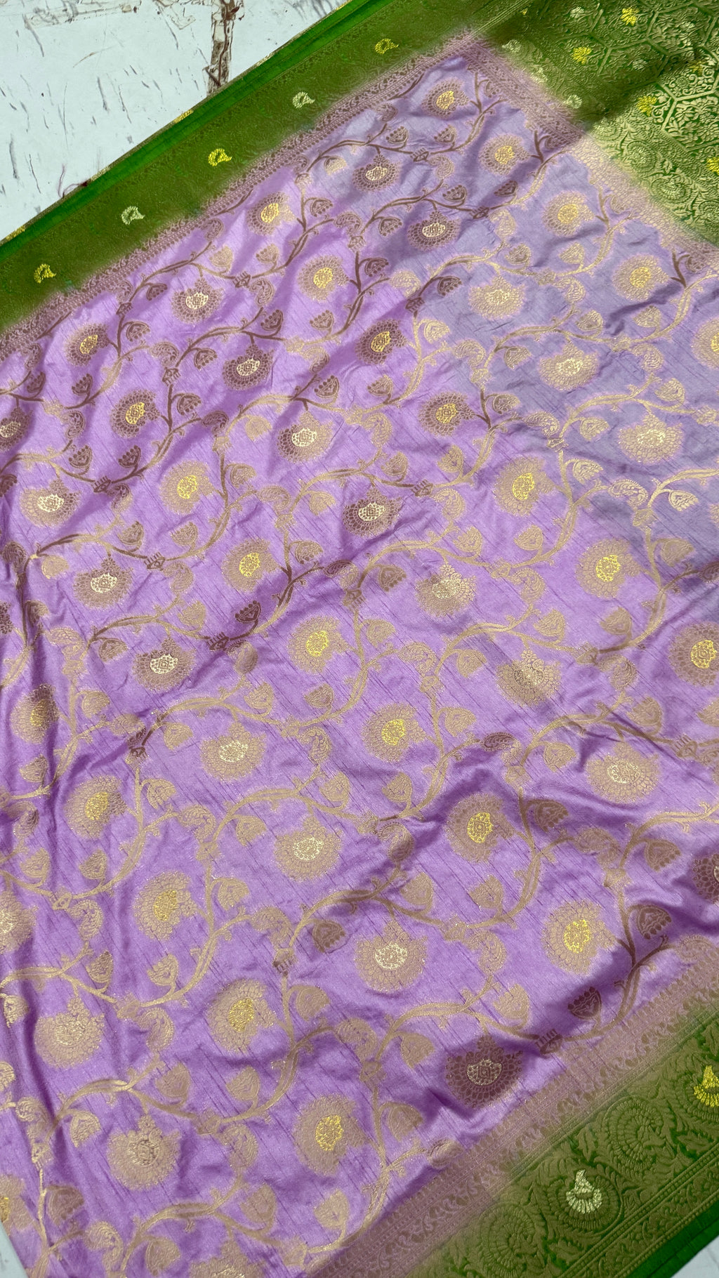 Lavender Dola Silk Saree, Banarasi Zari Woven Floral, Festive Wedding Party Wear