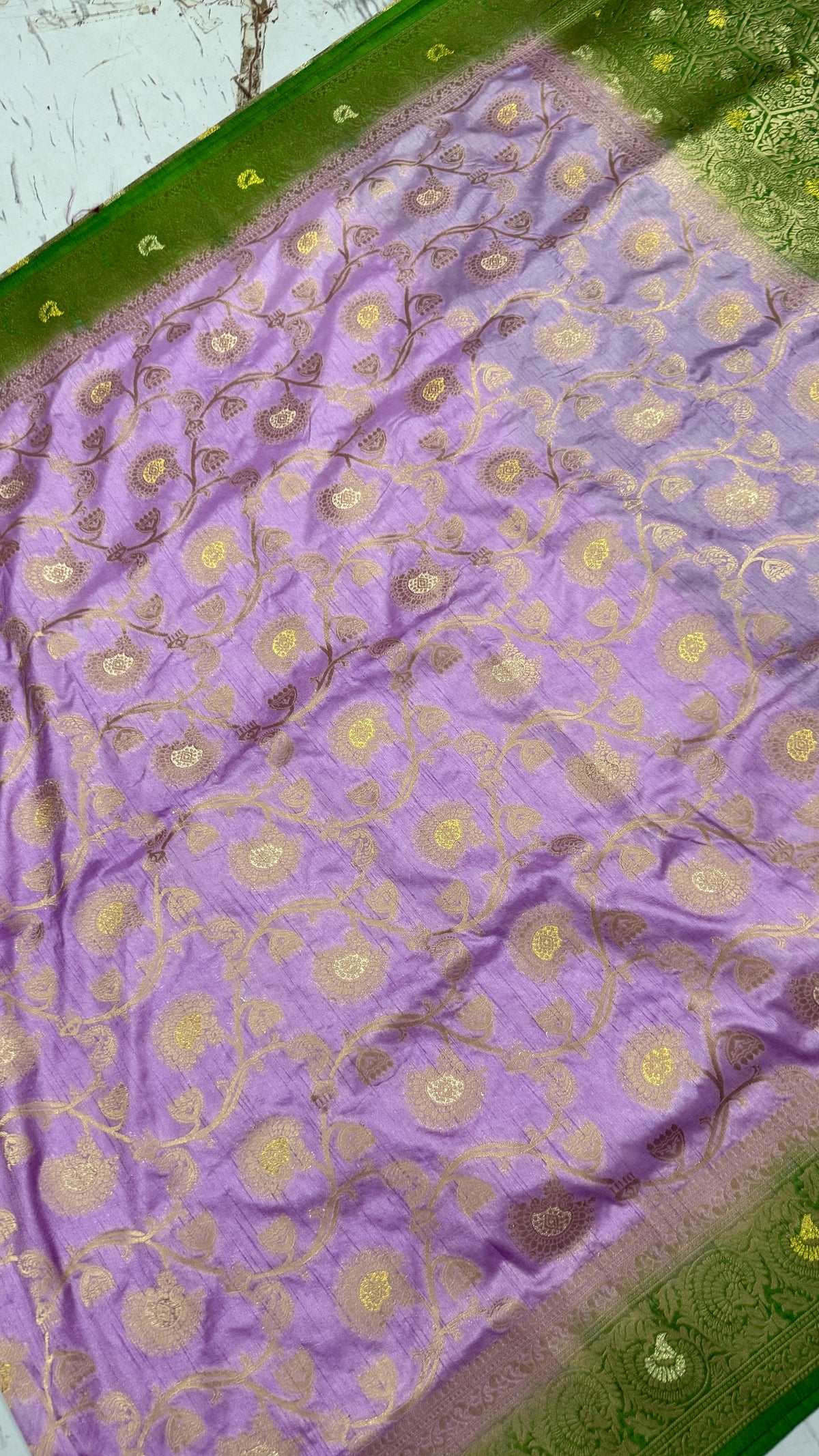 Lavender Dola Silk Saree, Banarasi Zari Woven Floral, Festive Wedding Party Wear