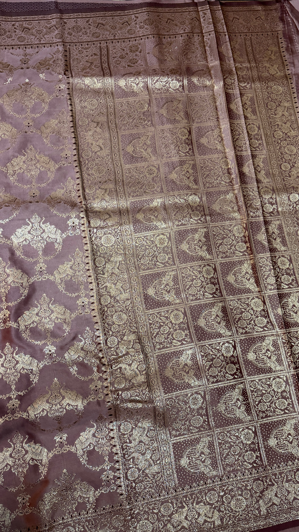 Emerald Green Banarasi Silk Saree, Rose Gold Zari Woven Border, Indian Wedding Festive Wear (Copy 7)
