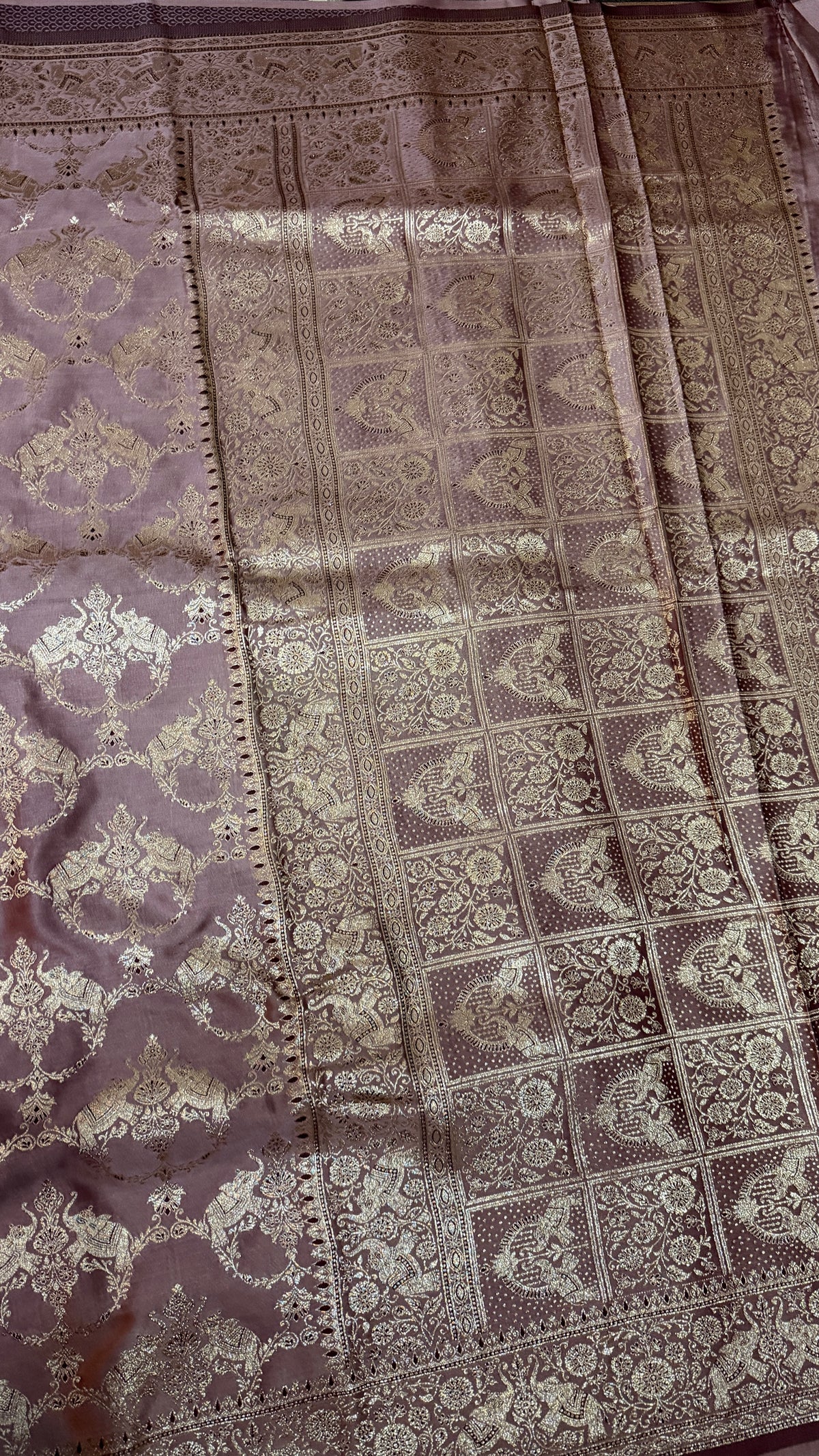 Emerald Green Banarasi Silk Saree, Rose Gold Zari Woven Border, Indian Wedding Festive Wear (Copy 7)