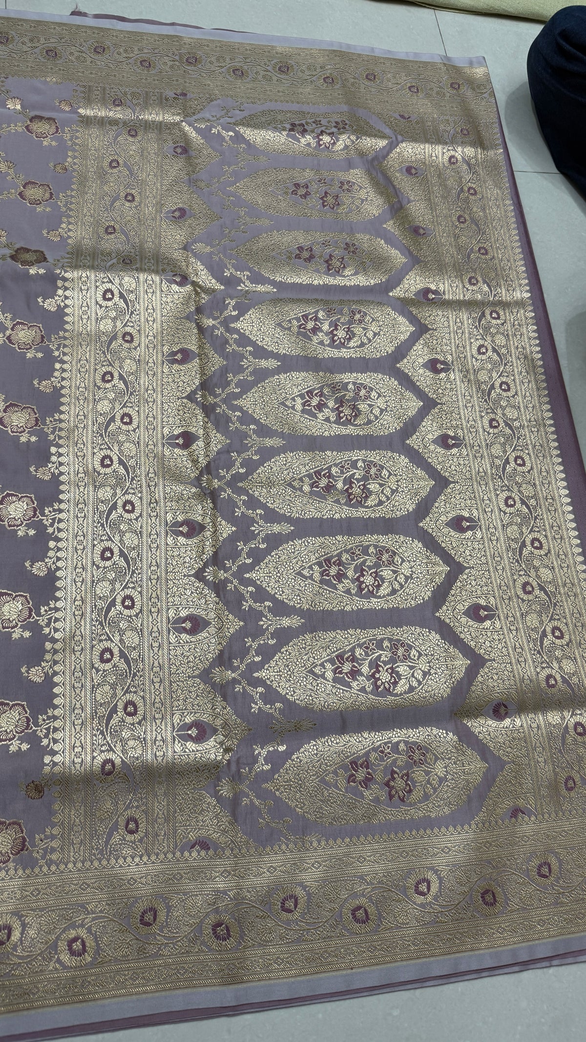 Pure Katan Silk Saree: Lavender Purple Zari Woven Traditional Indian Wedding Saree