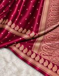 Rani Pink Banarasi Mashru Silk Saree, Gold Zari Woven, Traditional Indian Wedding Saree (Copy) (Copy)