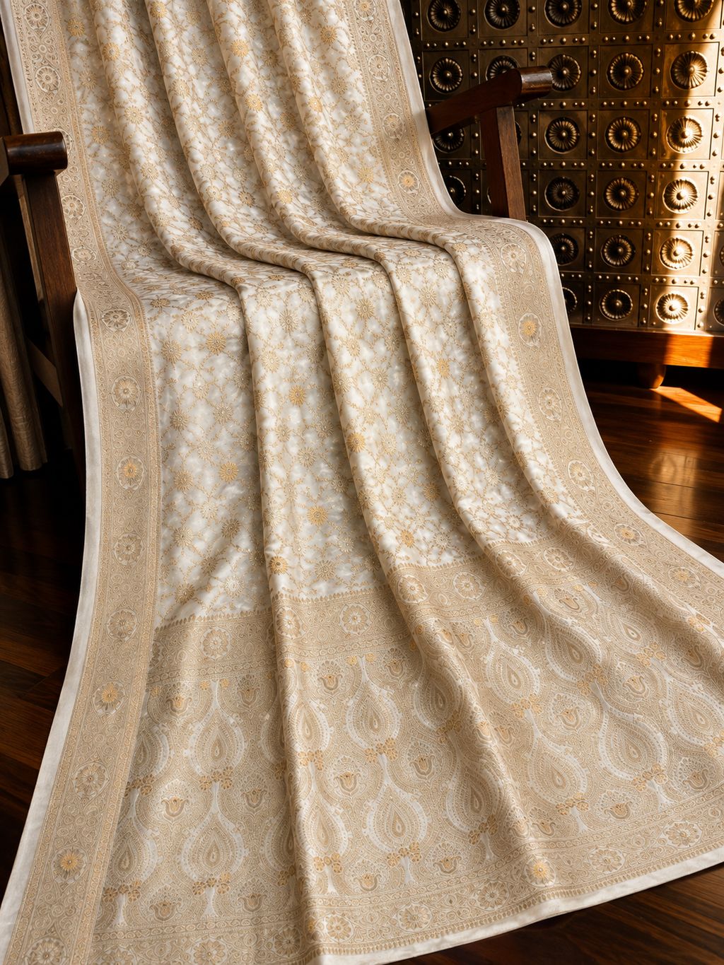Dola Silk Saree – Soft Woven Floral Design, Rich Border, Luxury Ethnic Wear