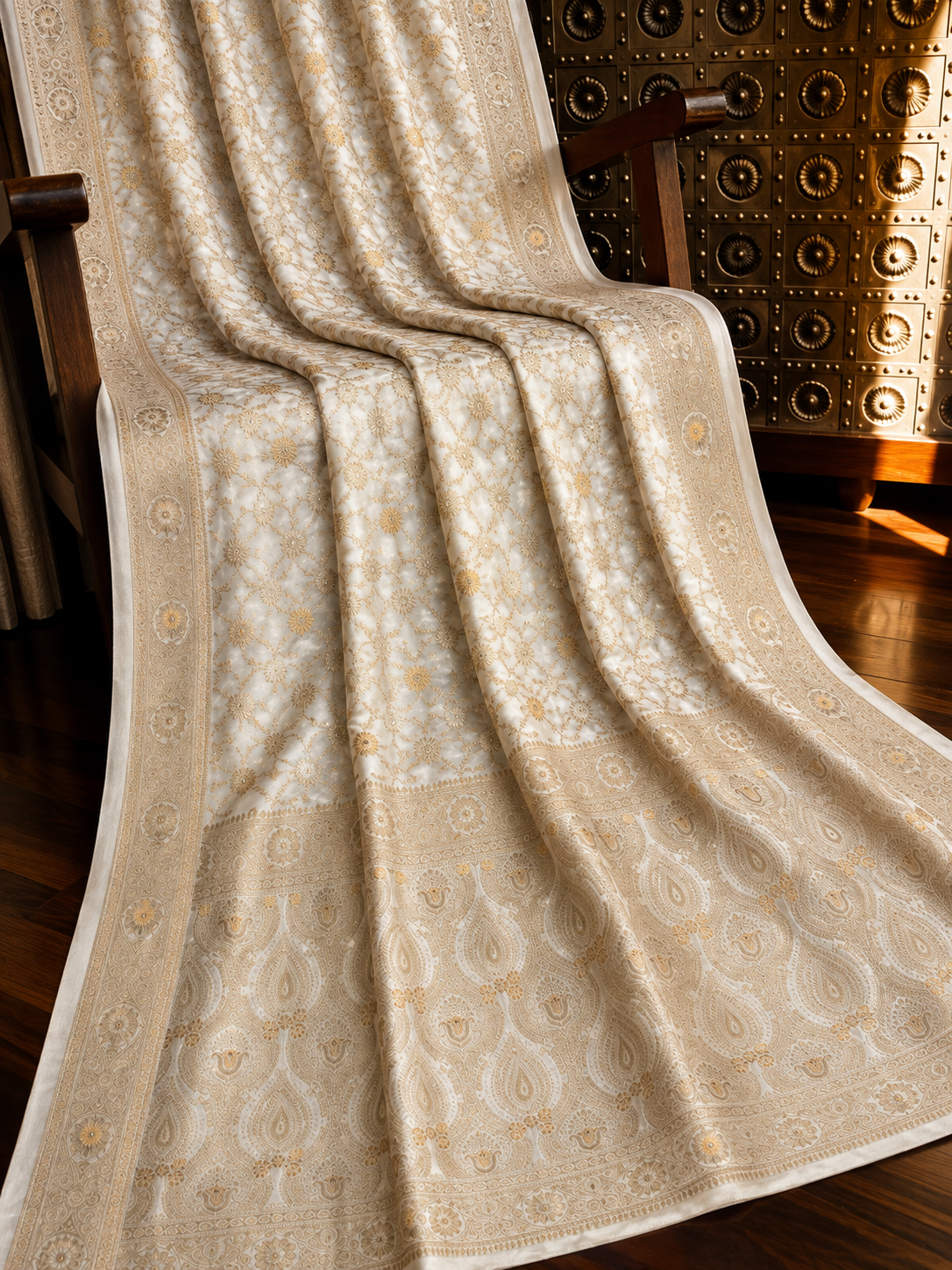 Dola Silk Saree – Soft Woven Floral Design, Rich Border, Luxury Ethnic Wear