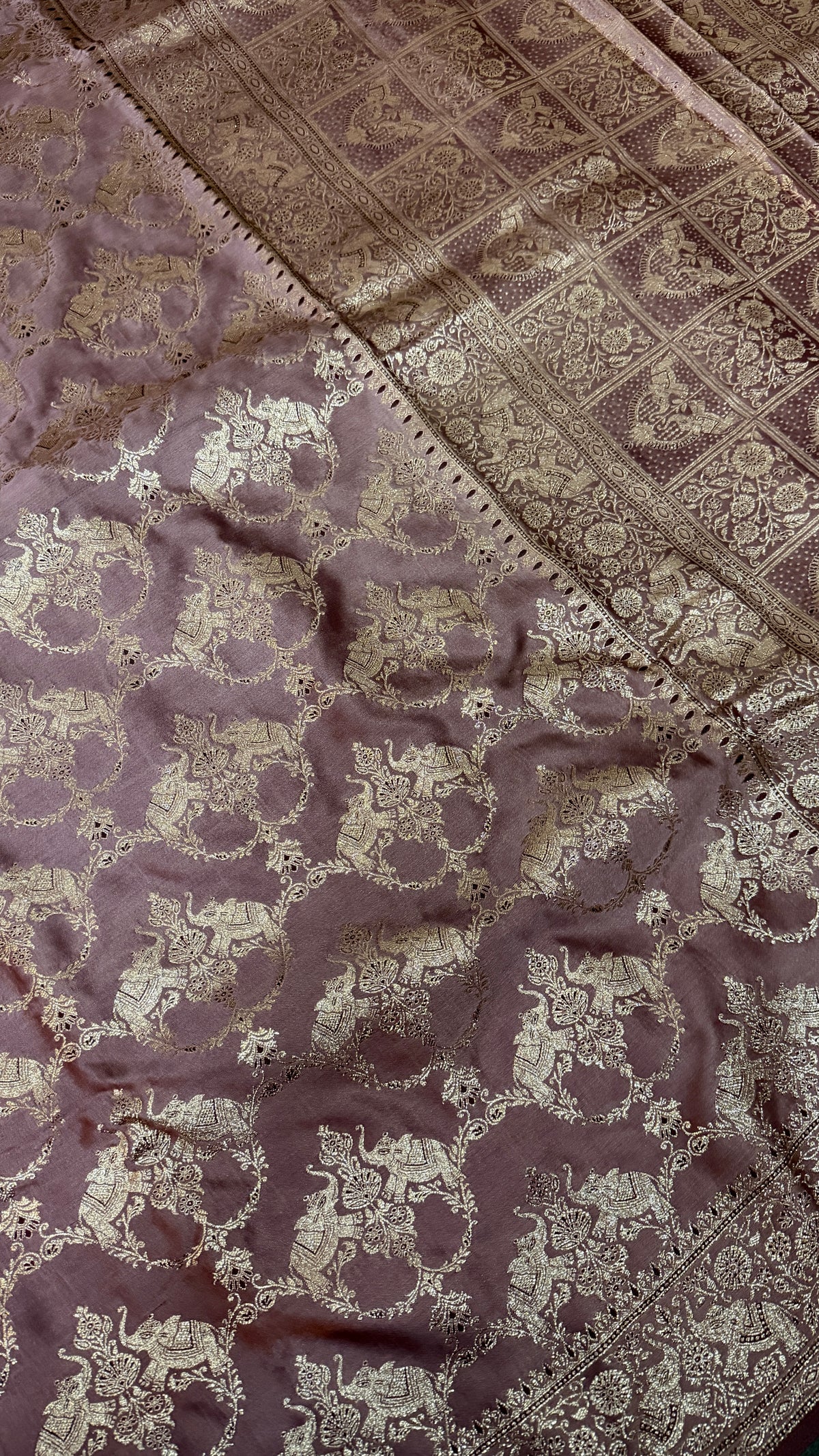 Emerald Green Banarasi Silk Saree, Rose Gold Zari Woven Border, Indian Wedding Festive Wear (Copy 7)