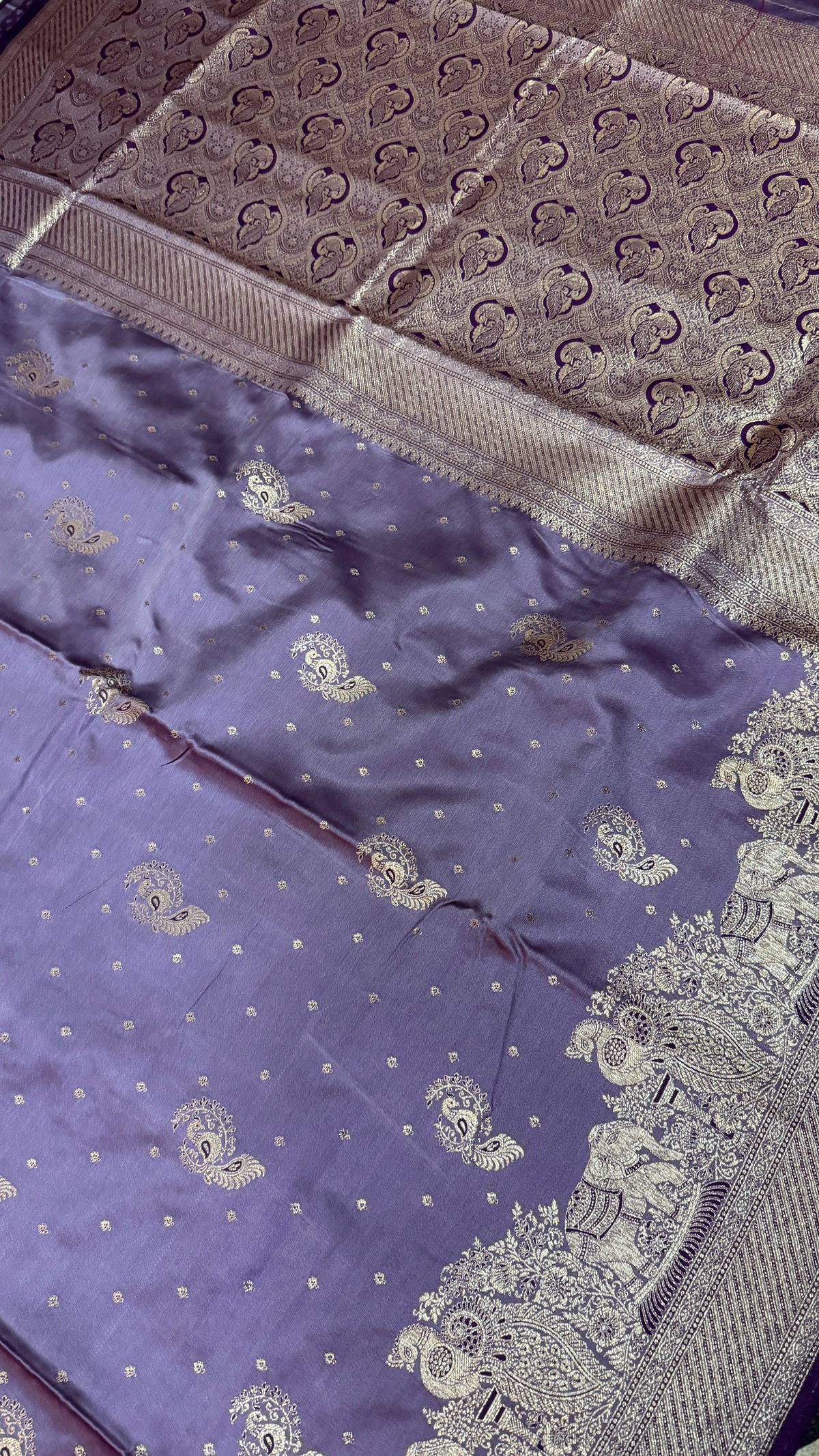 Emerald Green Banarasi Silk Saree, Rose Gold Zari Woven Border, Indian Wedding Festive Wear (Copy 10)