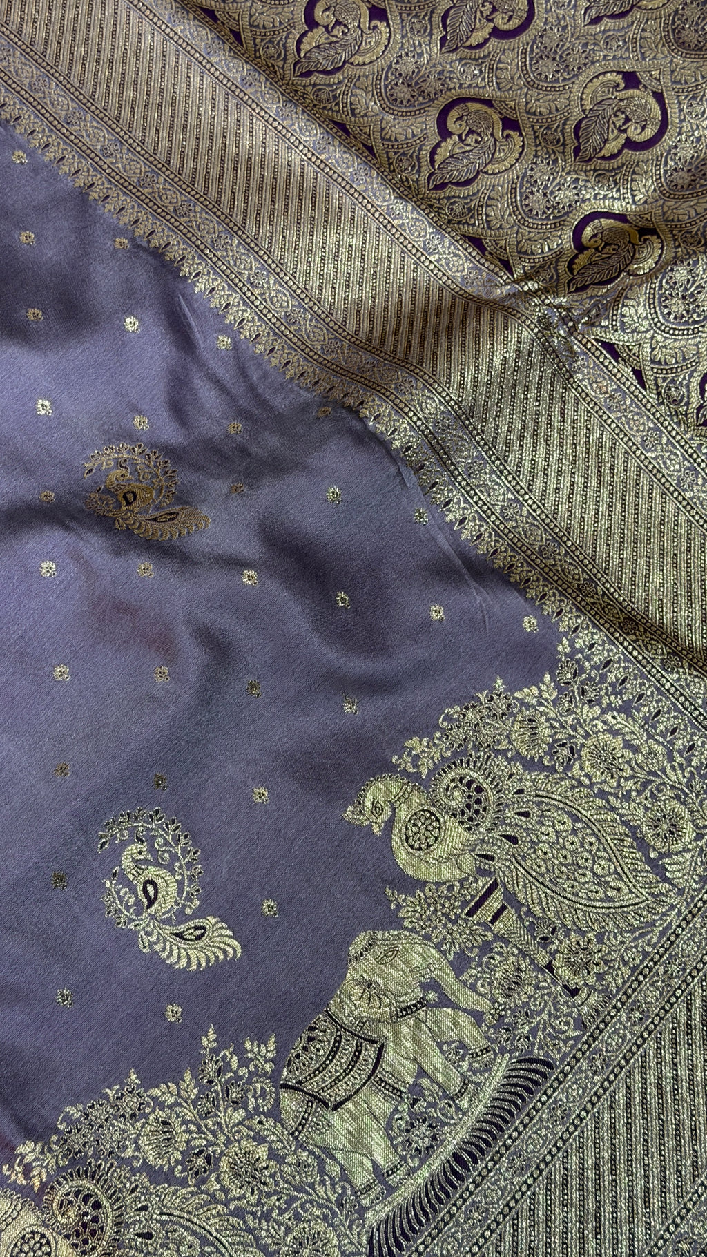 Emerald Green Banarasi Silk Saree, Rose Gold Zari Woven Border, Indian Wedding Festive Wear (Copy 10)