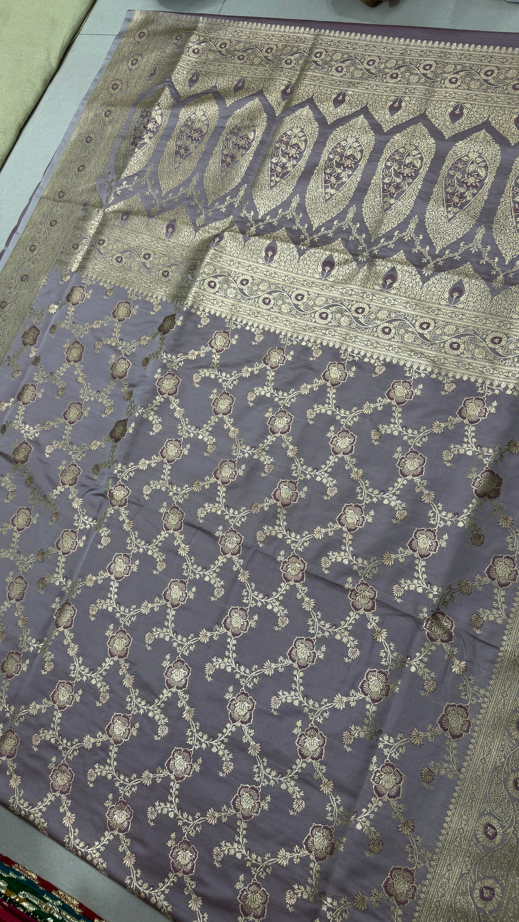 Pure Katan Silk Saree: Lavender Purple Zari Woven Traditional Indian Wedding Saree