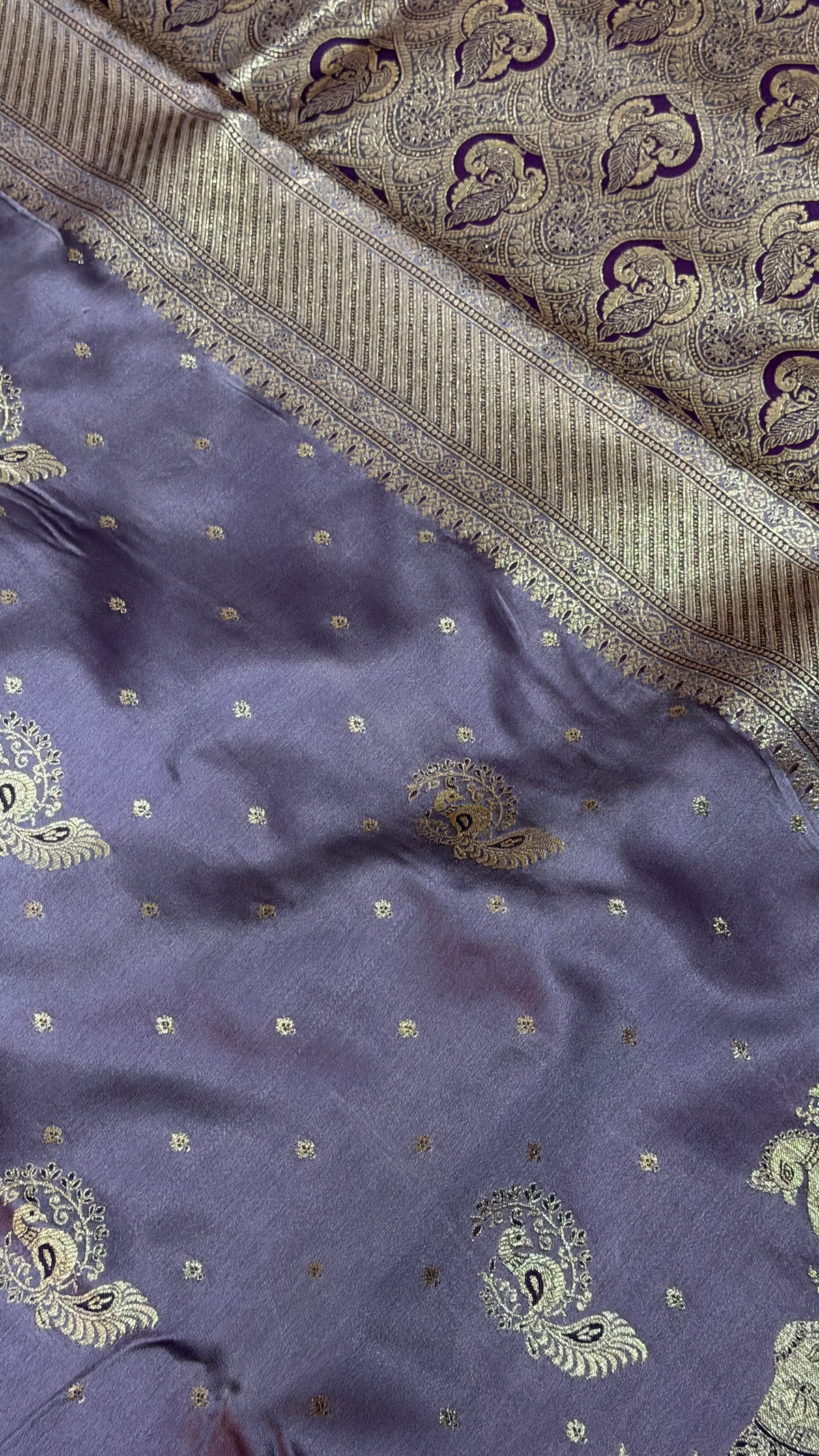 Emerald Green Banarasi Silk Saree, Rose Gold Zari Woven Border, Indian Wedding Festive Wear (Copy 10)