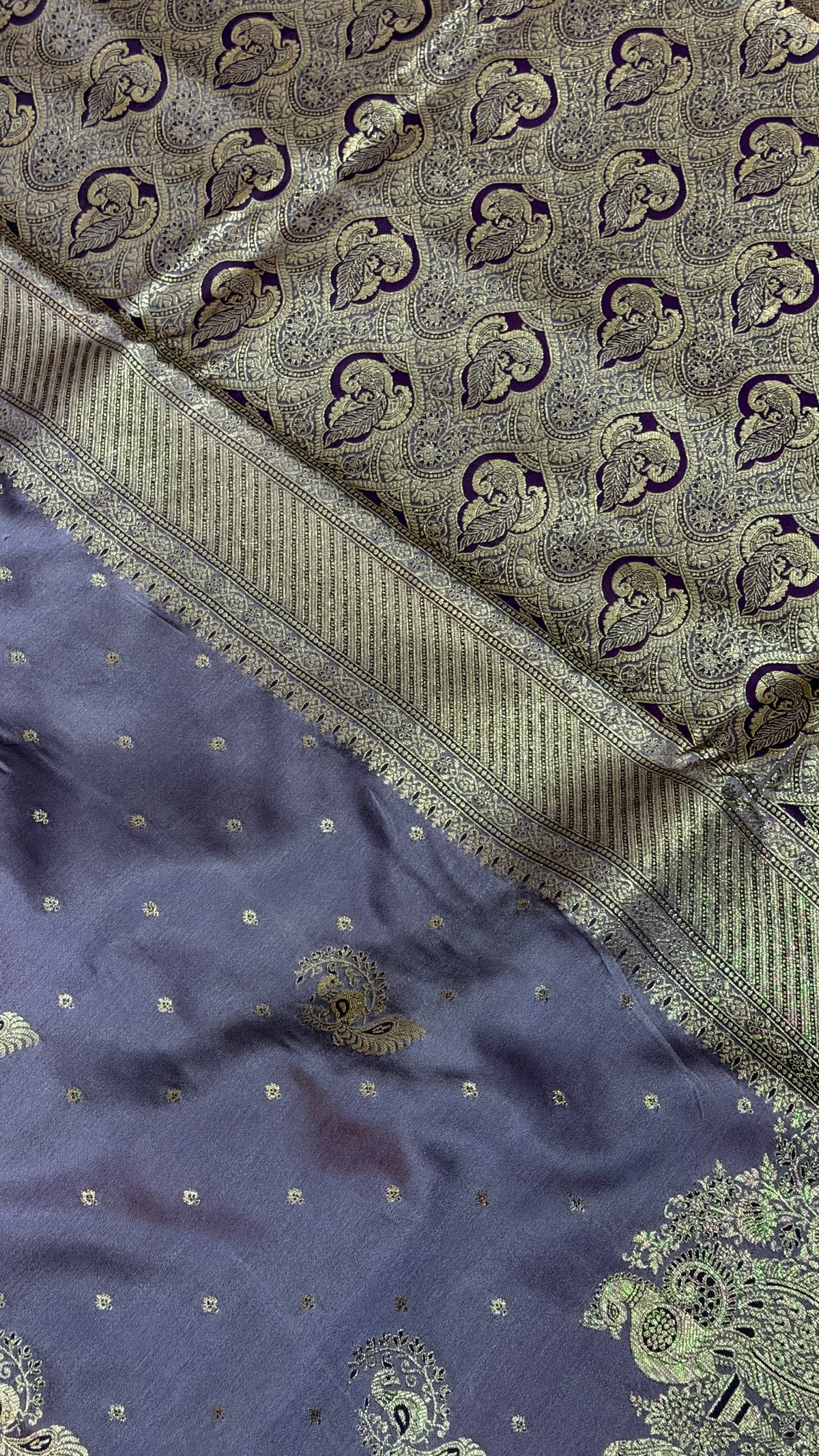 Emerald Green Banarasi Silk Saree, Rose Gold Zari Woven Border, Indian Wedding Festive Wear (Copy 10)
