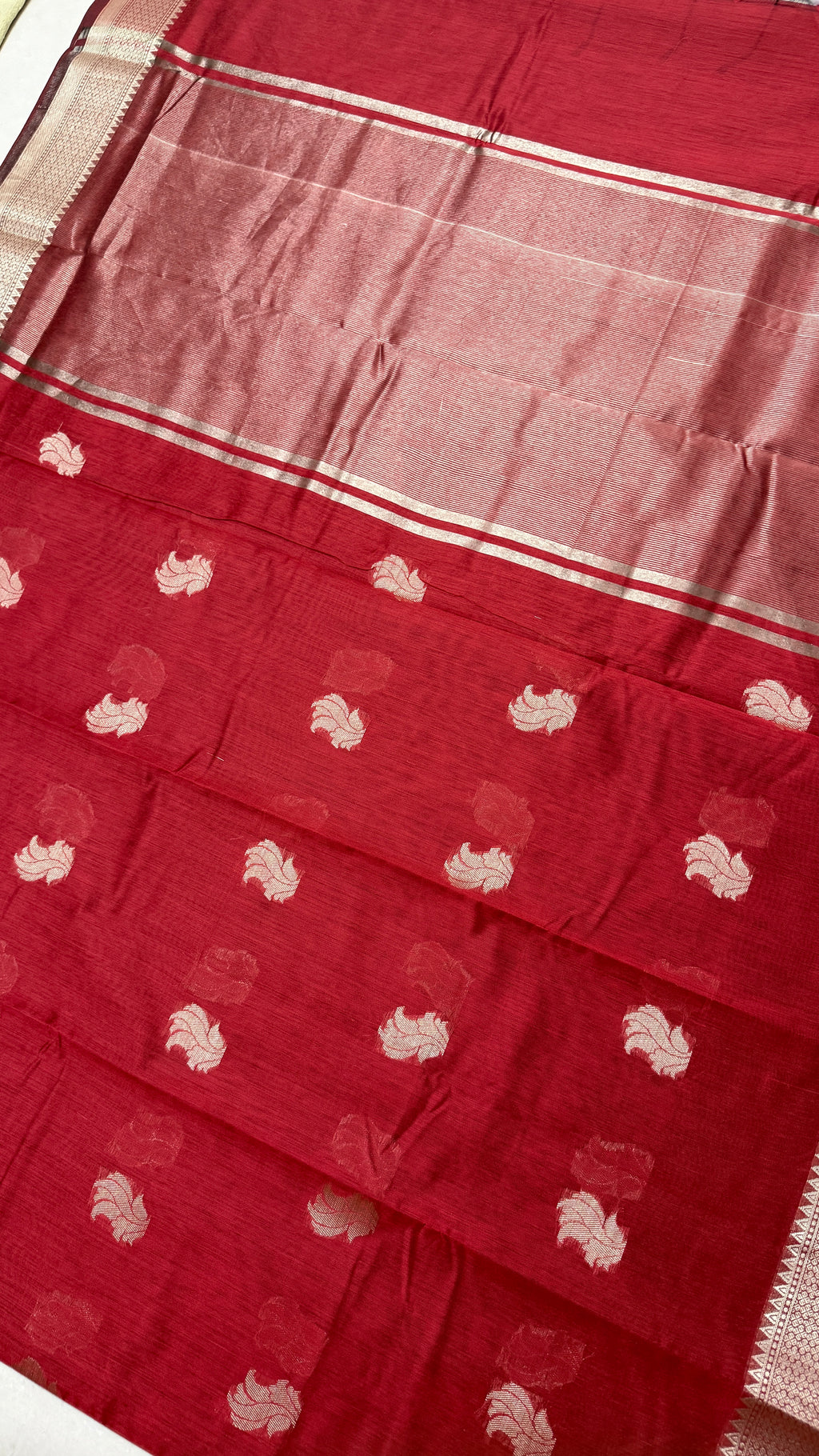 Maroon Cotton Saree, Traditional Zari Woven Border, Festive Ethnic Sari
