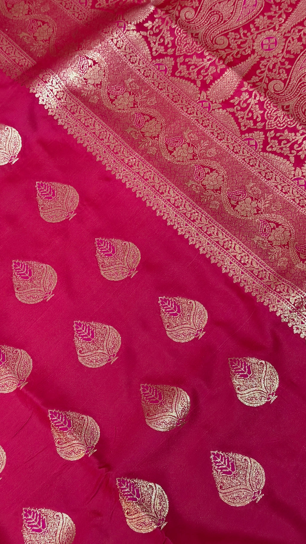 Emerald Green Banarasi Silk Saree, Rose Gold Zari Woven Border, Indian Wedding Festive Wear (Copy 9)