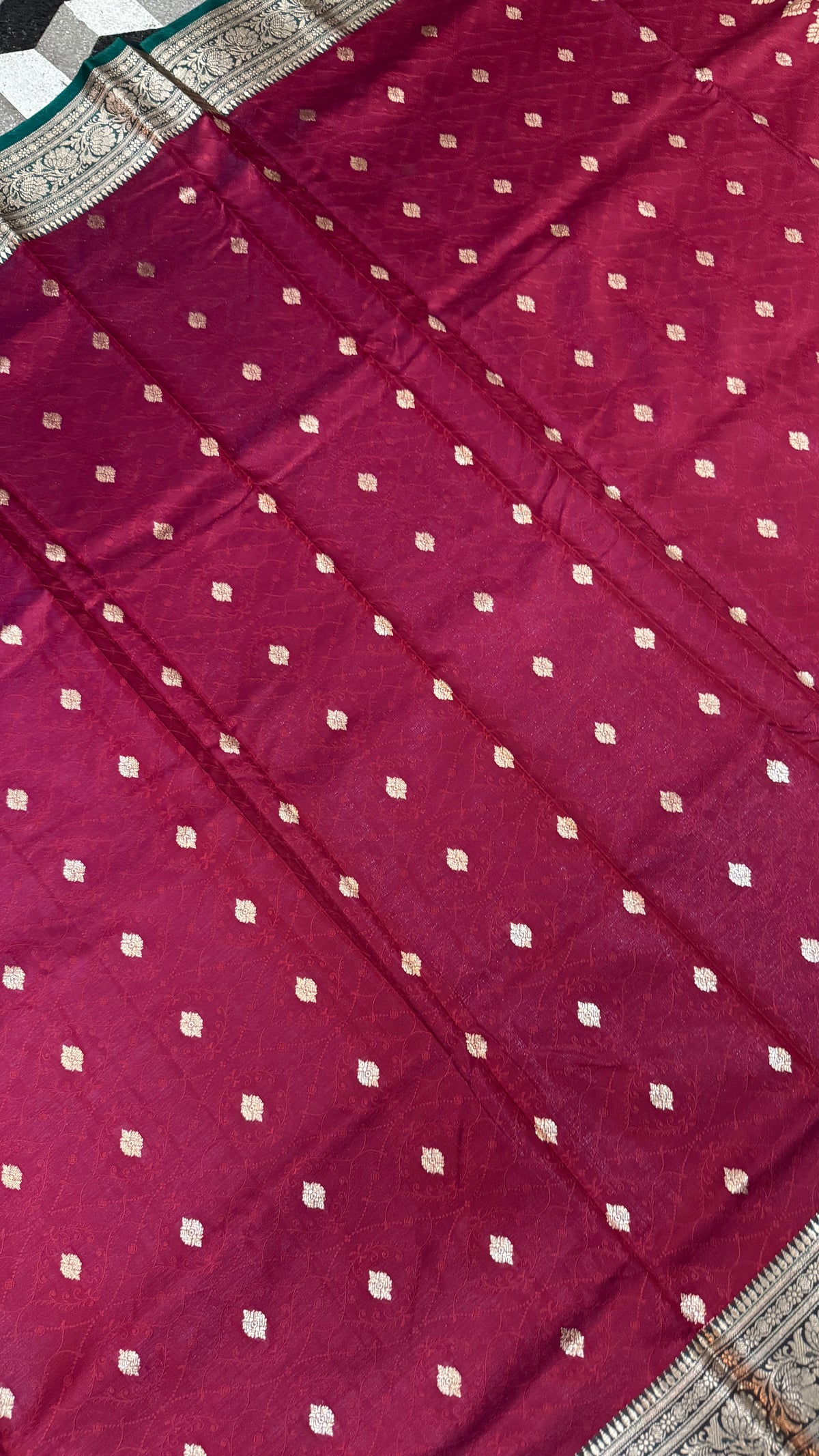 Banarasi Silk Saree Wine Magenta Teal, Golden Zari Woven, Wedding Festive Wear