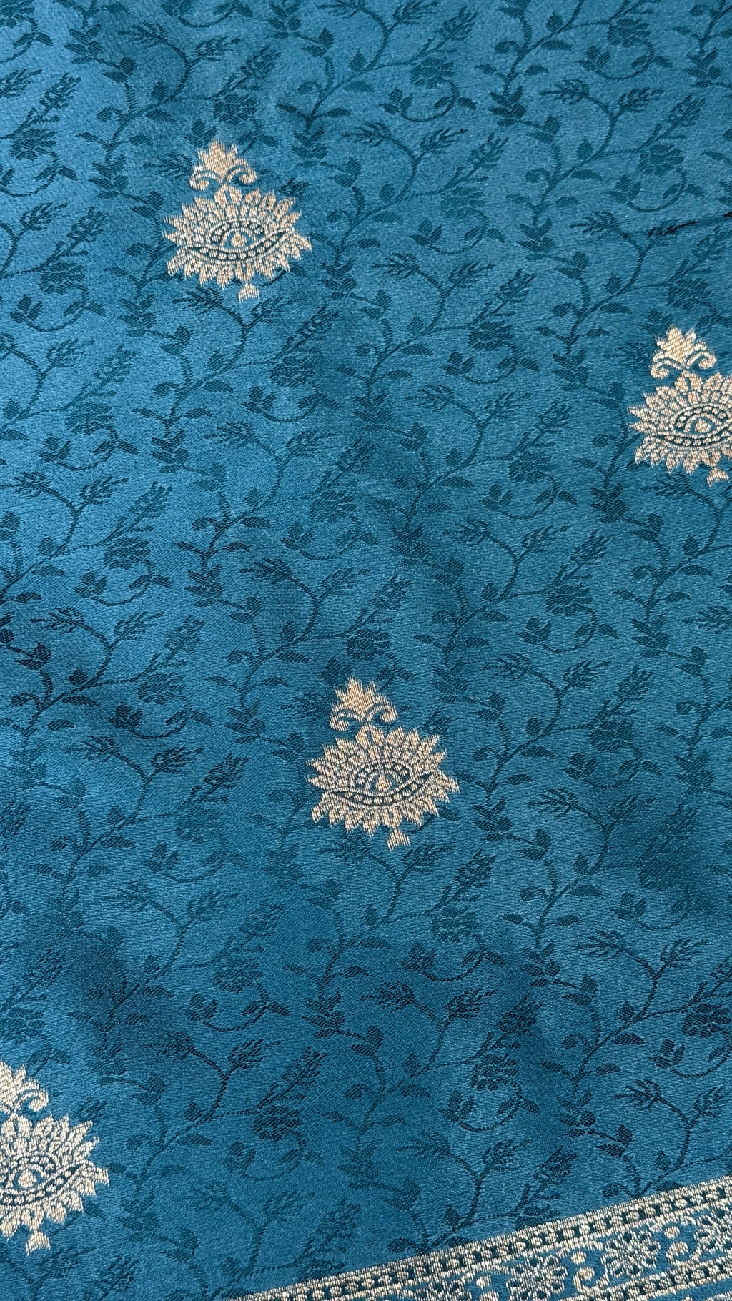 Emerald Green Banarasi Silk Saree, Rose Gold Zari Woven Border, Indian Wedding Festive Wear (Copy 8)