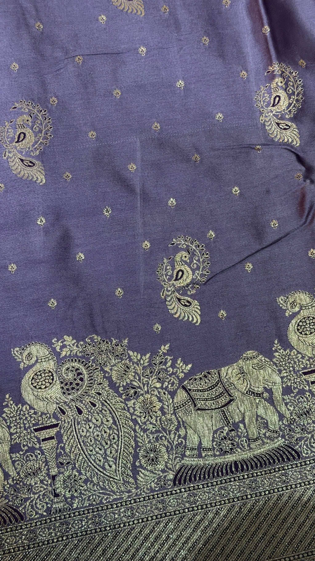 Emerald Green Banarasi Silk Saree, Rose Gold Zari Woven Border, Indian Wedding Festive Wear (Copy 10)