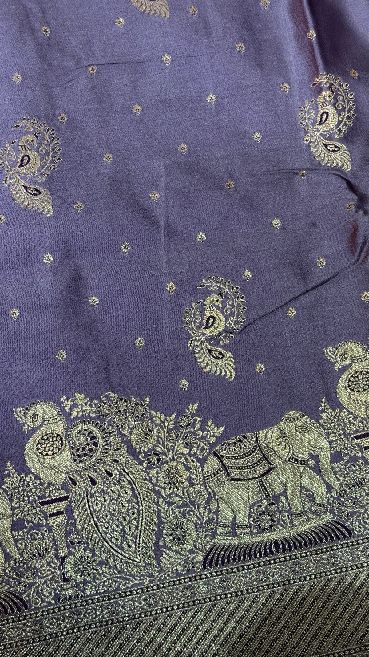 Emerald Green Banarasi Silk Saree, Rose Gold Zari Woven Border, Indian Wedding Festive Wear (Copy 10)
