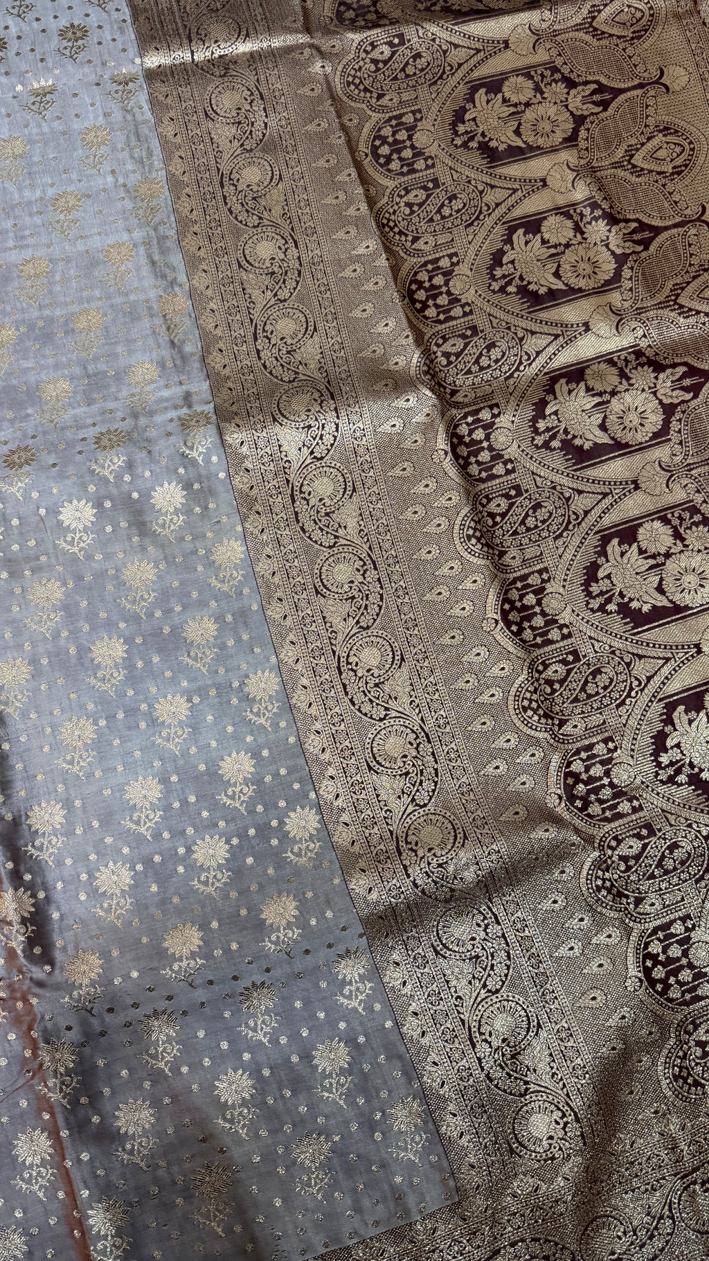 Emerald Green Banarasi Silk Saree, Rose Gold Zari Woven Border, Indian Wedding Festive Wear (Copy 4)