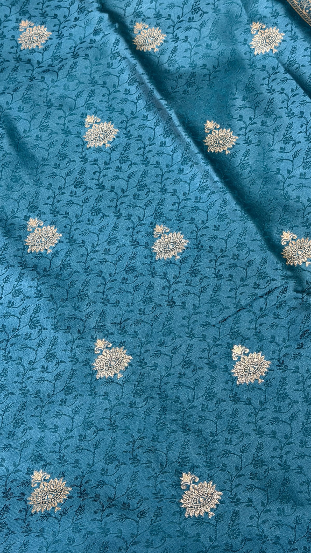 Emerald Green Banarasi Silk Saree, Rose Gold Zari Woven Border, Indian Wedding Festive Wear (Copy 8)