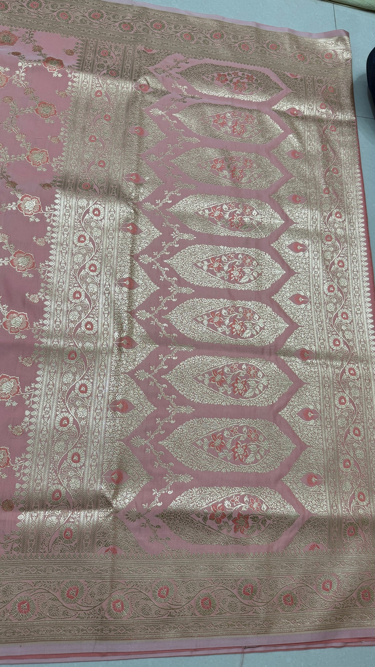 Pure Katan Silk Saree: Blush Pink Zari Woven Traditional Indian Wedding Wear
