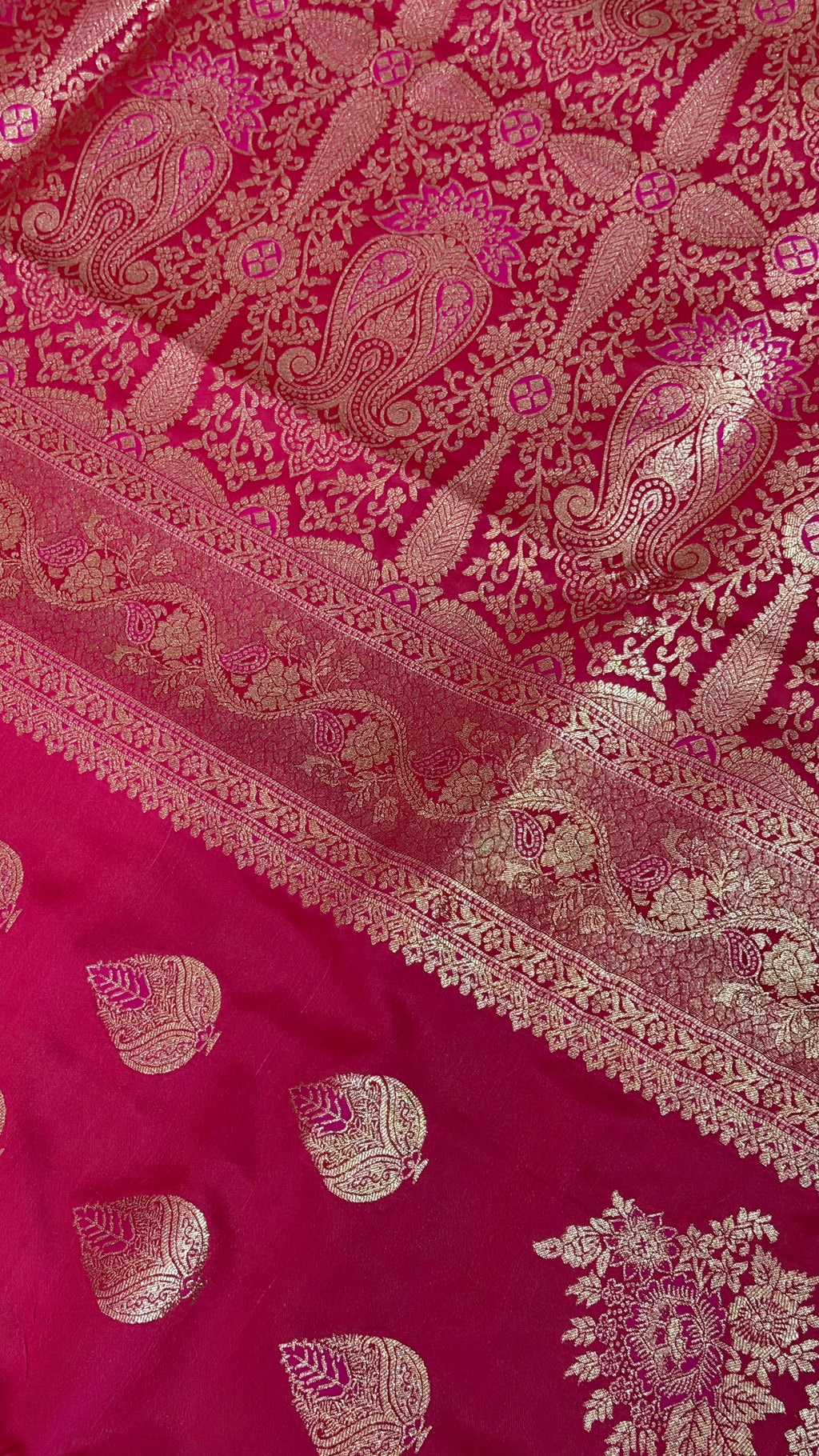 Emerald Green Banarasi Silk Saree, Rose Gold Zari Woven Border, Indian Wedding Festive Wear (Copy 9)