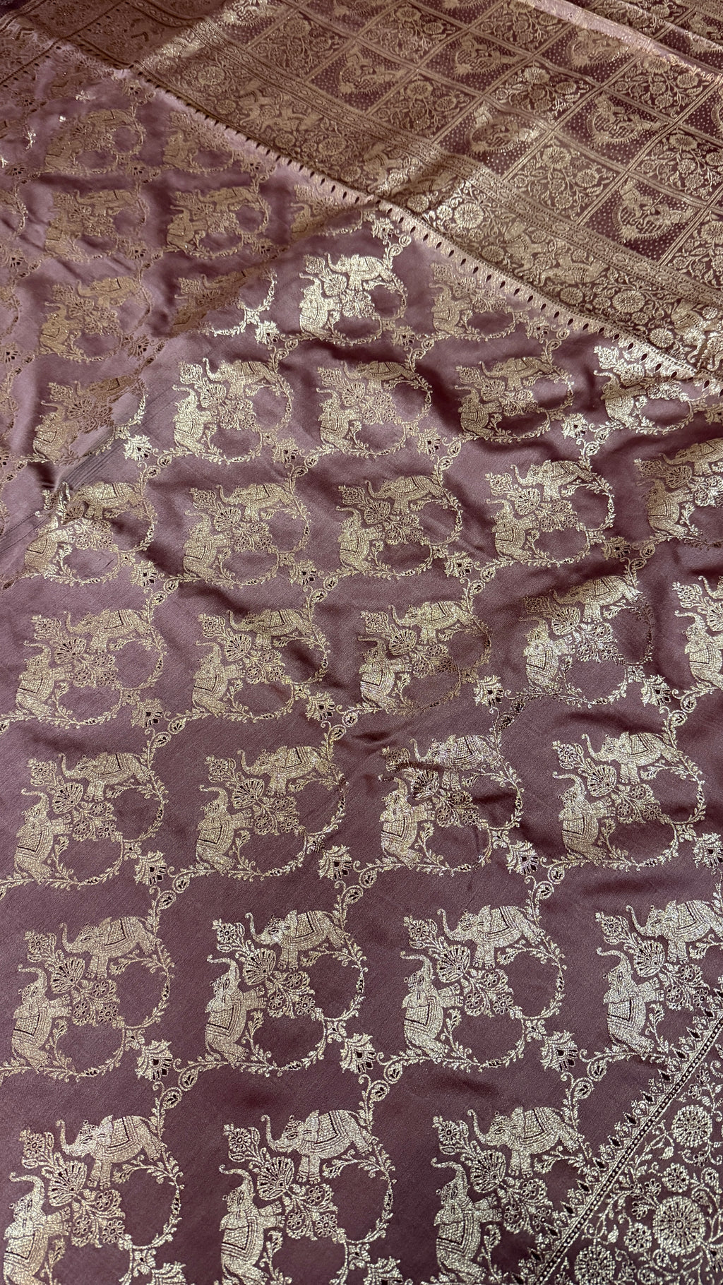 Emerald Green Banarasi Silk Saree, Rose Gold Zari Woven Border, Indian Wedding Festive Wear (Copy 7)