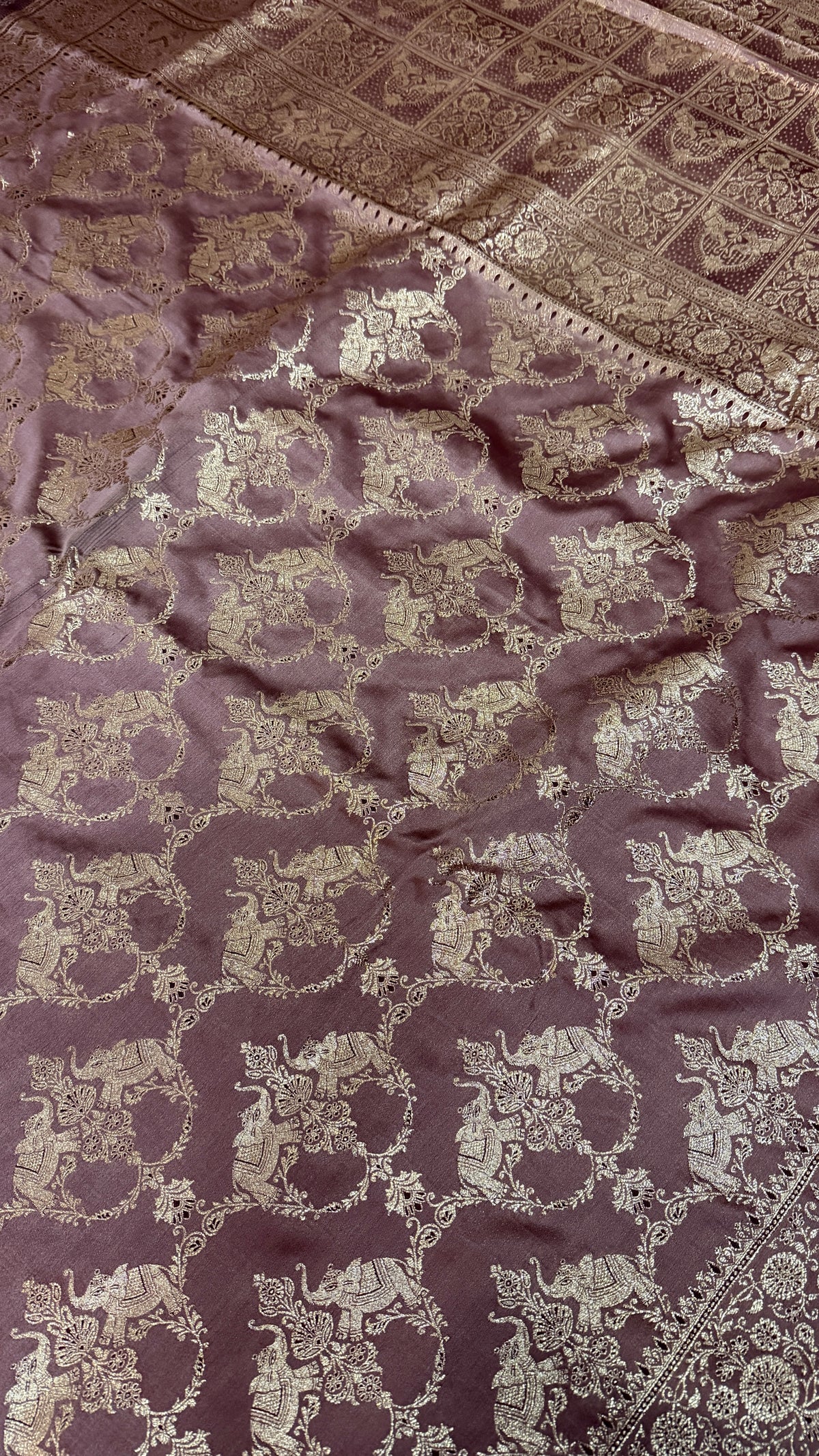 Emerald Green Banarasi Silk Saree, Rose Gold Zari Woven Border, Indian Wedding Festive Wear (Copy 7)