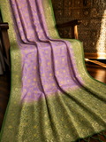 Lavender Dola Silk Saree, Banarasi Zari Woven Floral, Festive Wedding Party Wear